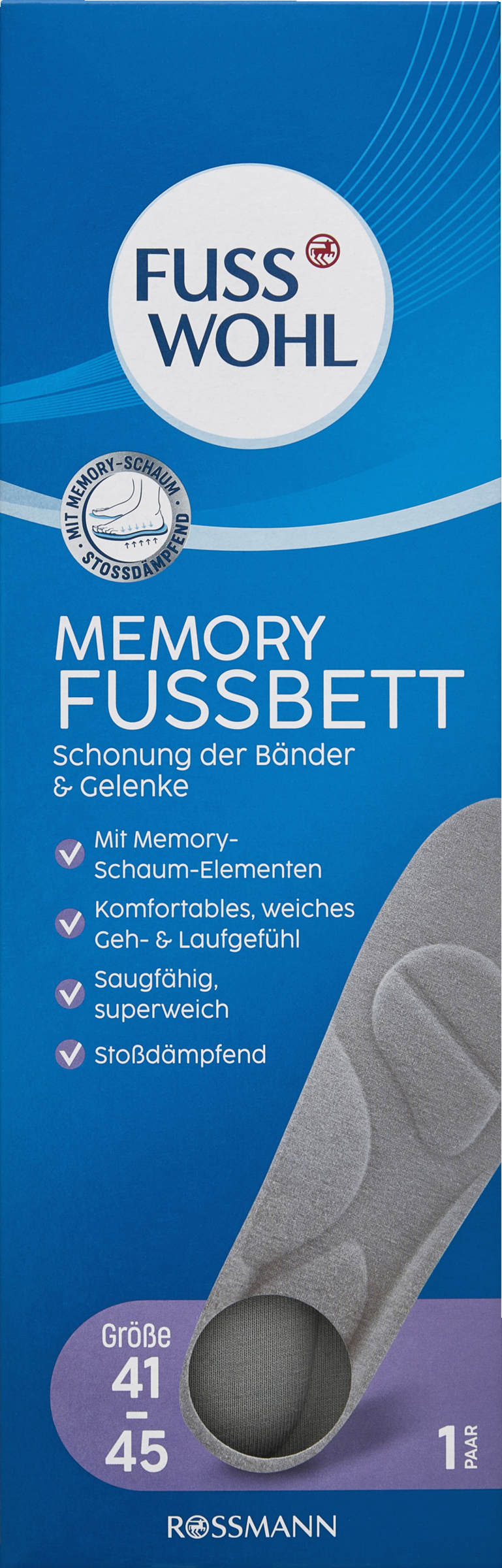 FUSSWOHL Memory Fussbett Größe 41-45