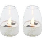 2er Set Solar-Windlichter offwhite gold