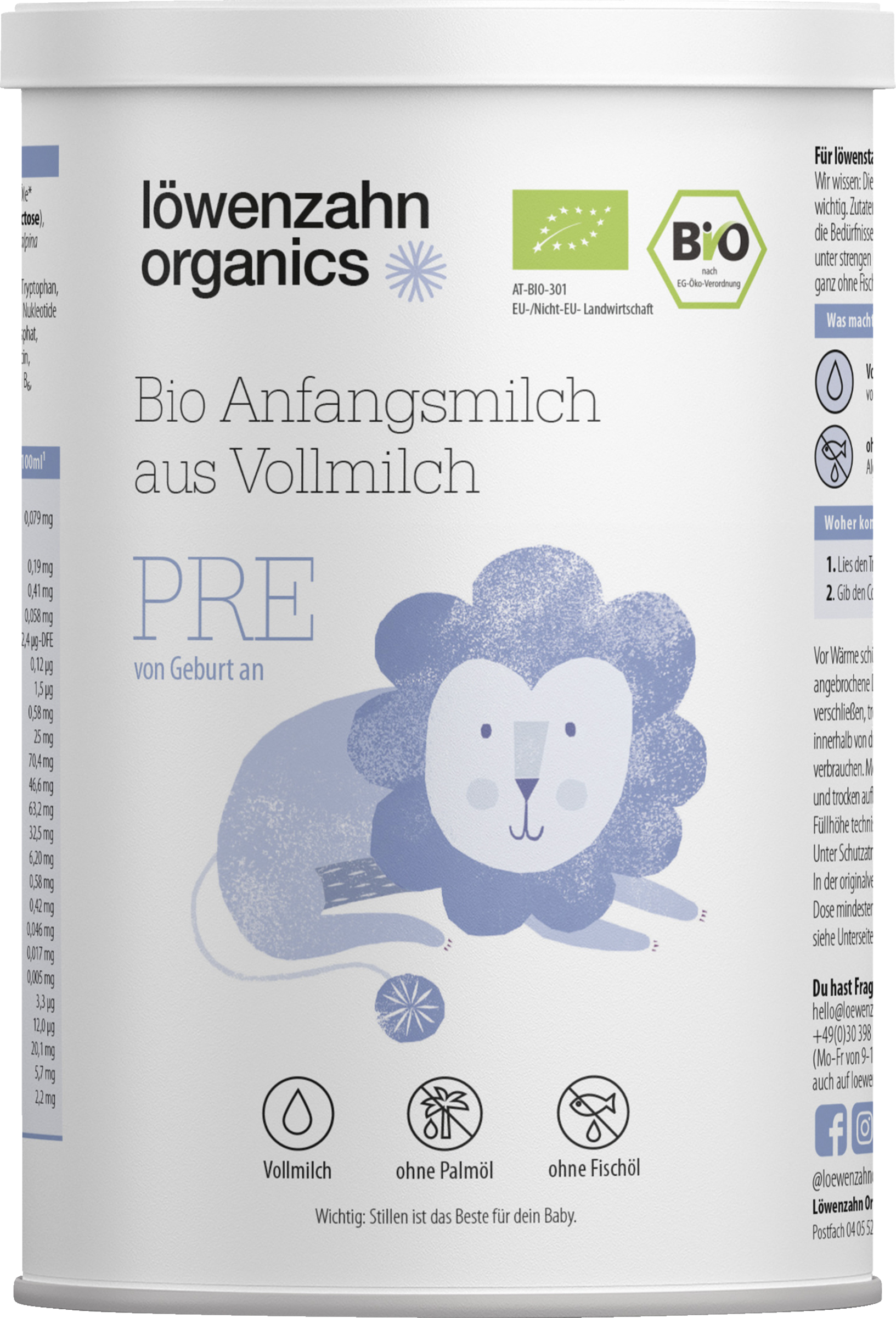 Löwenzahn Organics Bio PRE Anfangsmilch aus Vollmilch