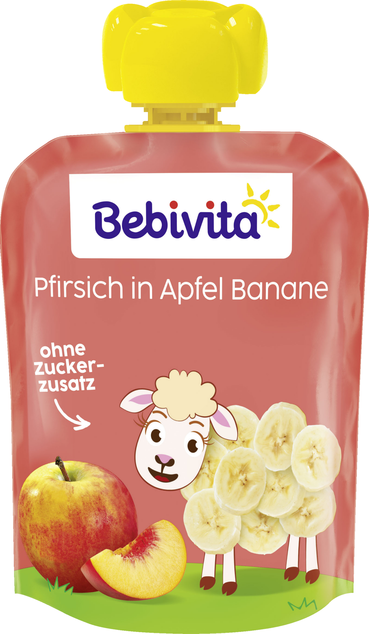 Bebivita Quetschbeutel Pfirsich in Apfel Banane (4x90g)