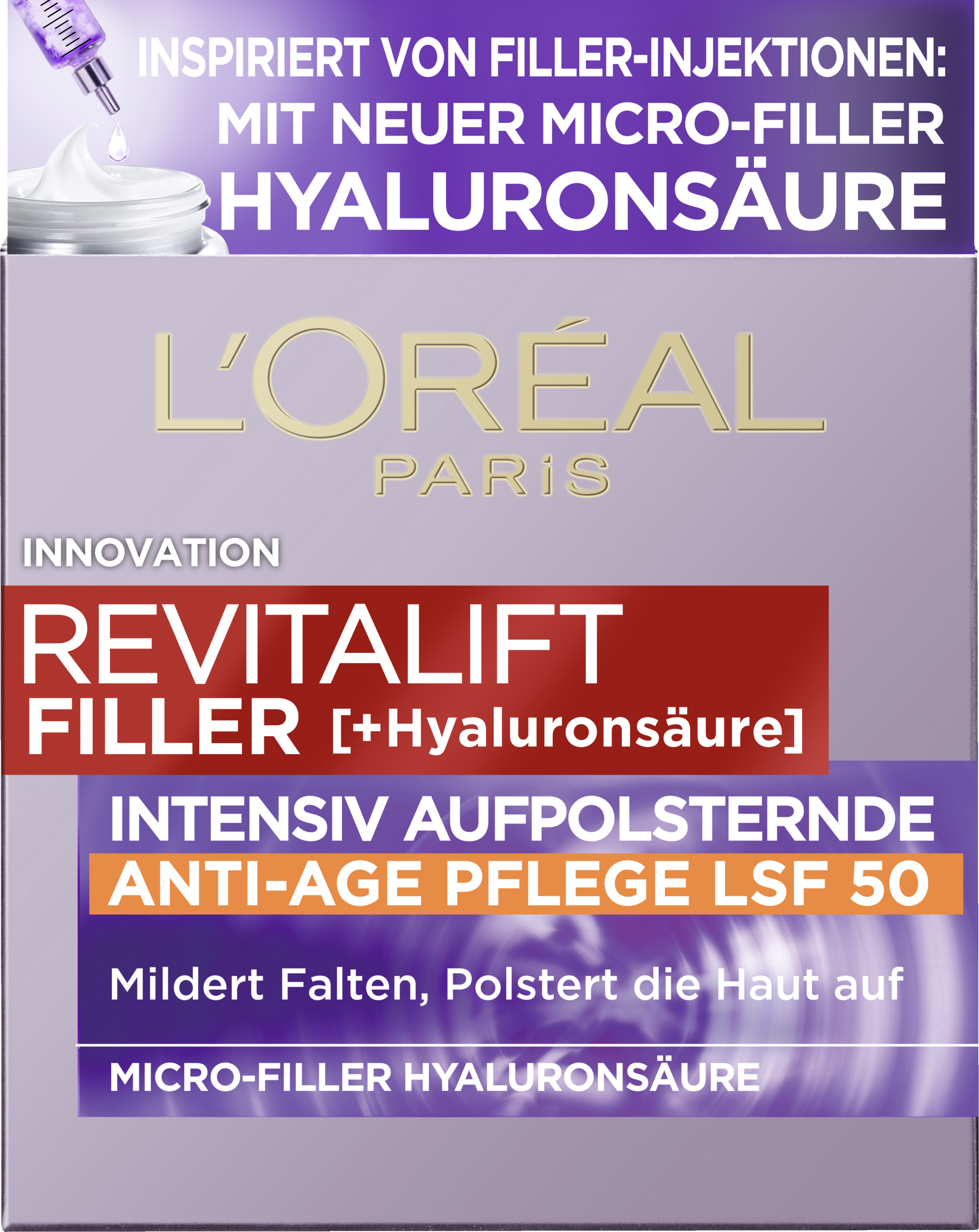 L’Oréal Paris Revitalift Filler [+Hyaluronsäure] Intensiv Aufpolsternde Anti-Age Pflege LSF 50