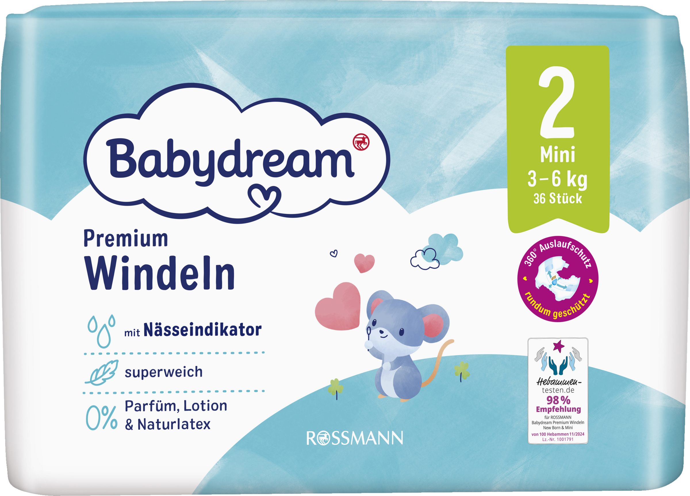 Babydream Premium Windeln Größe 2 Mini, 36 Stück, 3-6 Kg