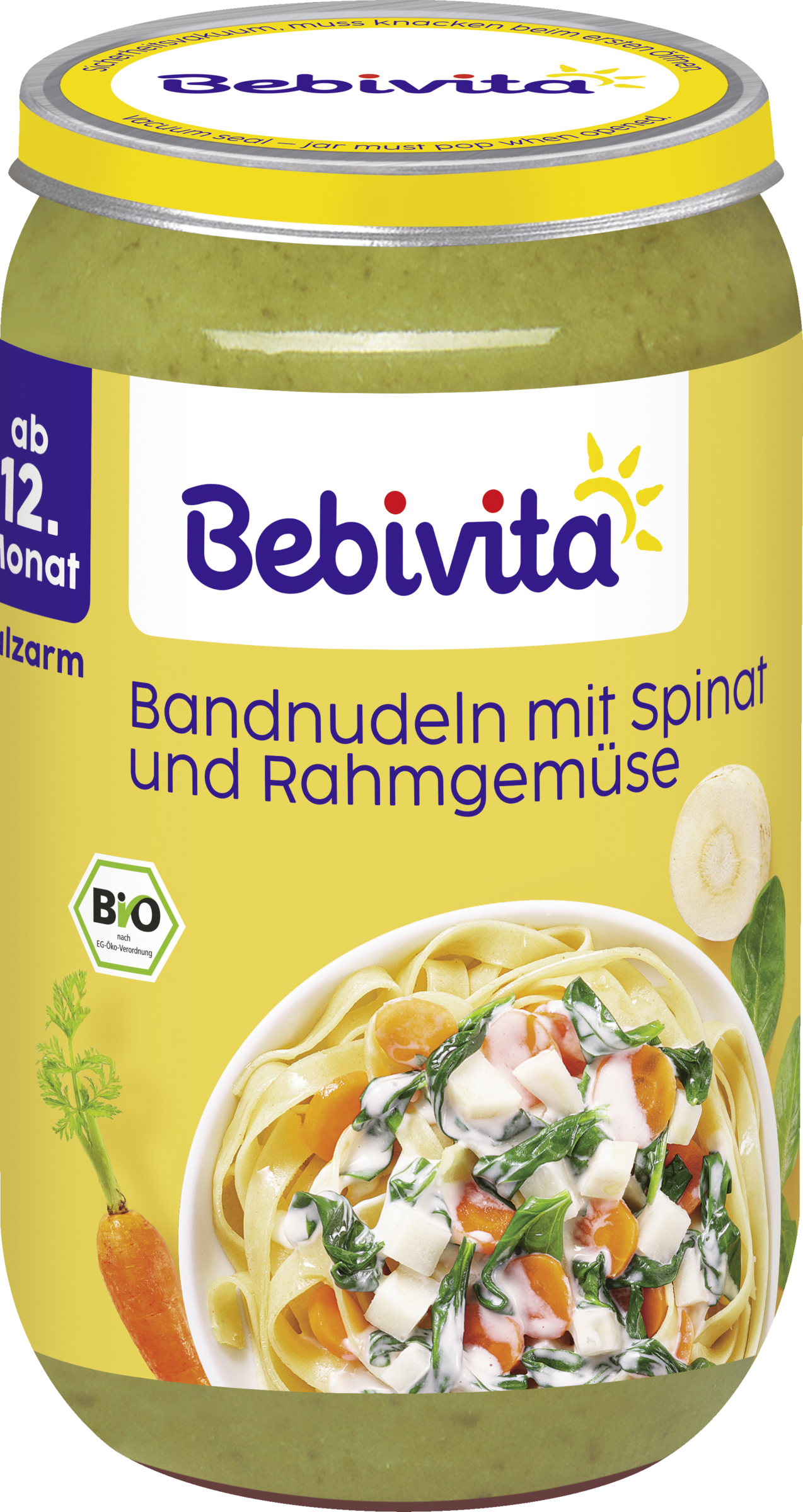 Bebivita Bio Menü Bandnudeln mit Spinat & Rahmgemüse