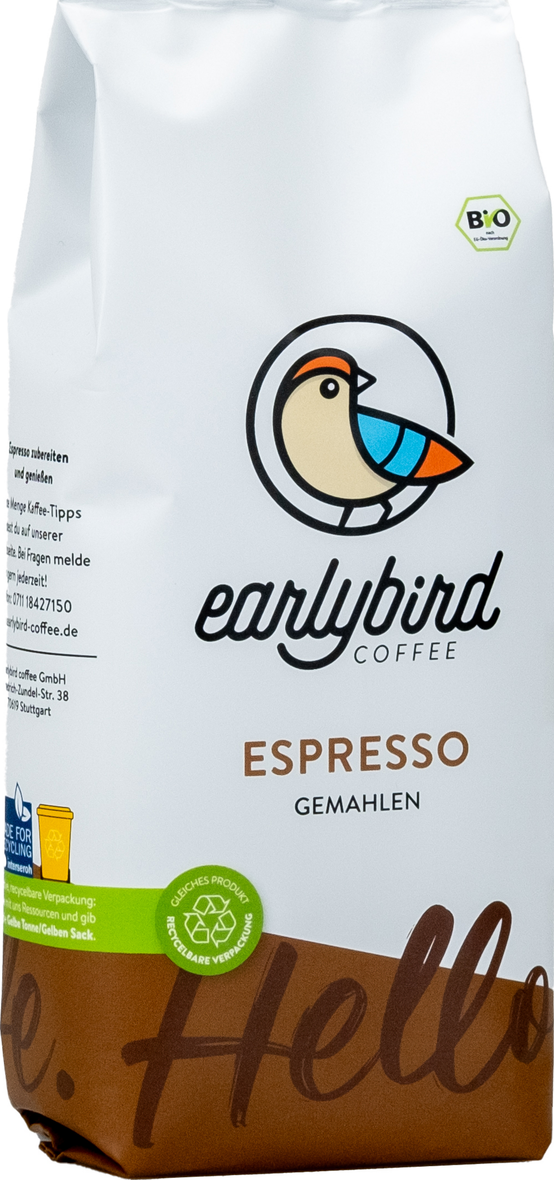earlybird coffee Bio Espresso gemahlen