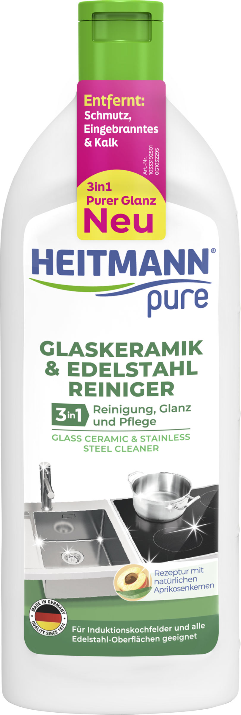 Heitmann pure 3in1 Glaskeramik & Edelstahl Reiniger
