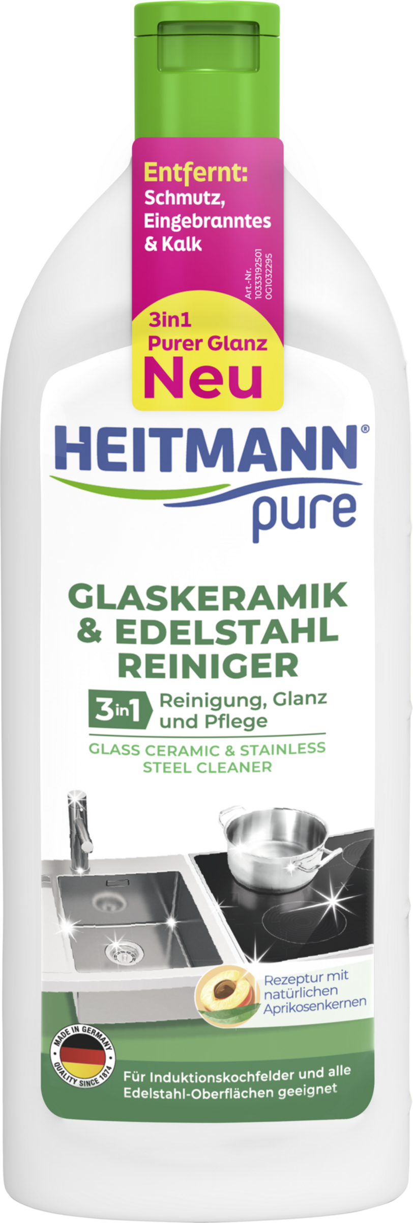Heitmann pure 3in1 Glaskeramik & Edelstahl Reiniger
