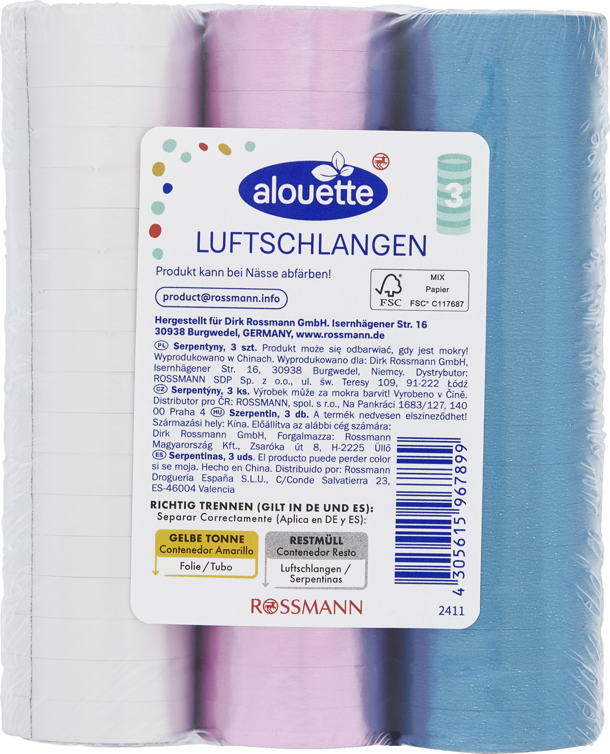 alouette Luftschlangen metallic