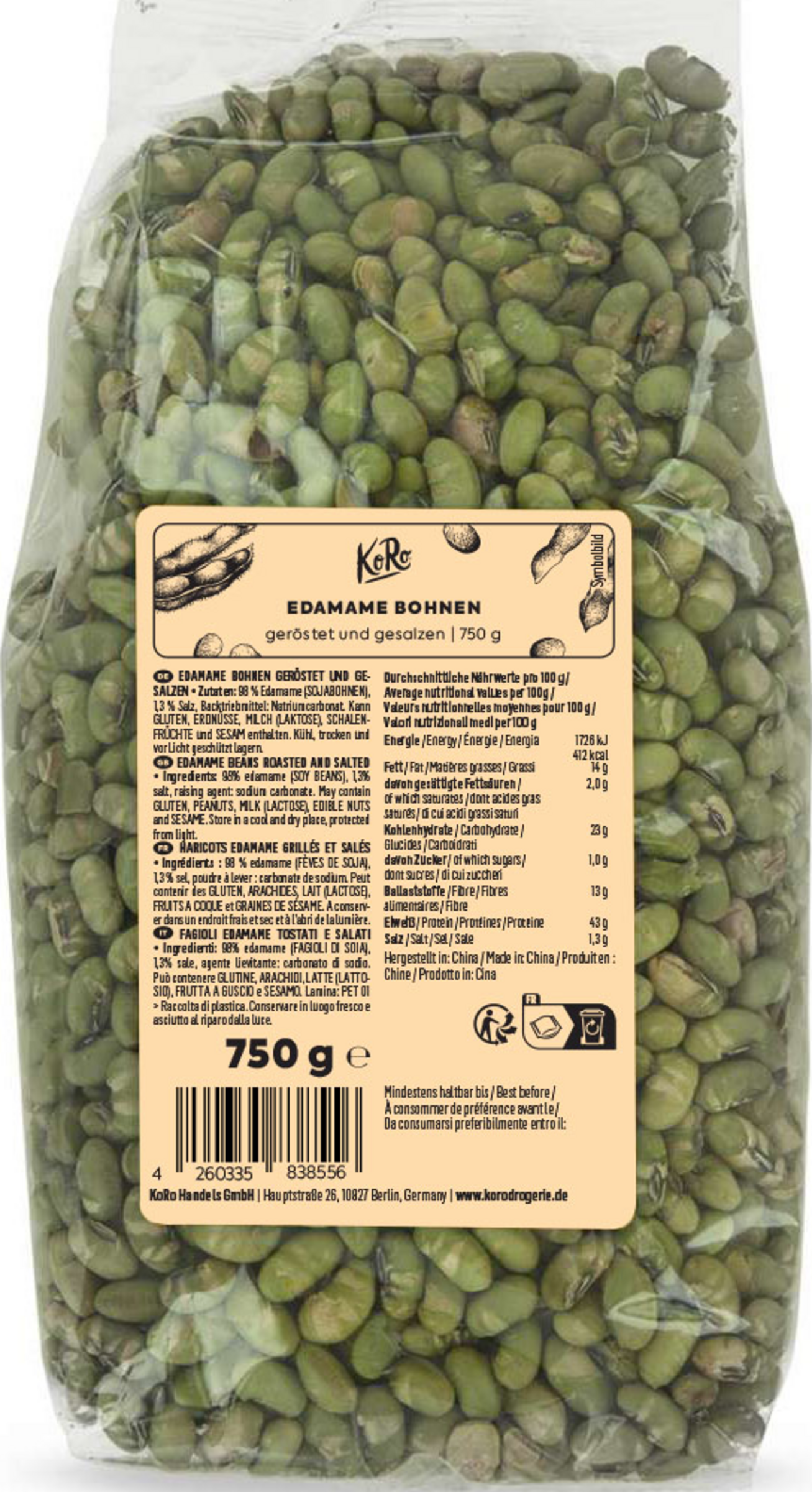 KoRo Geröstete und gesalzene Edamame Bohnen