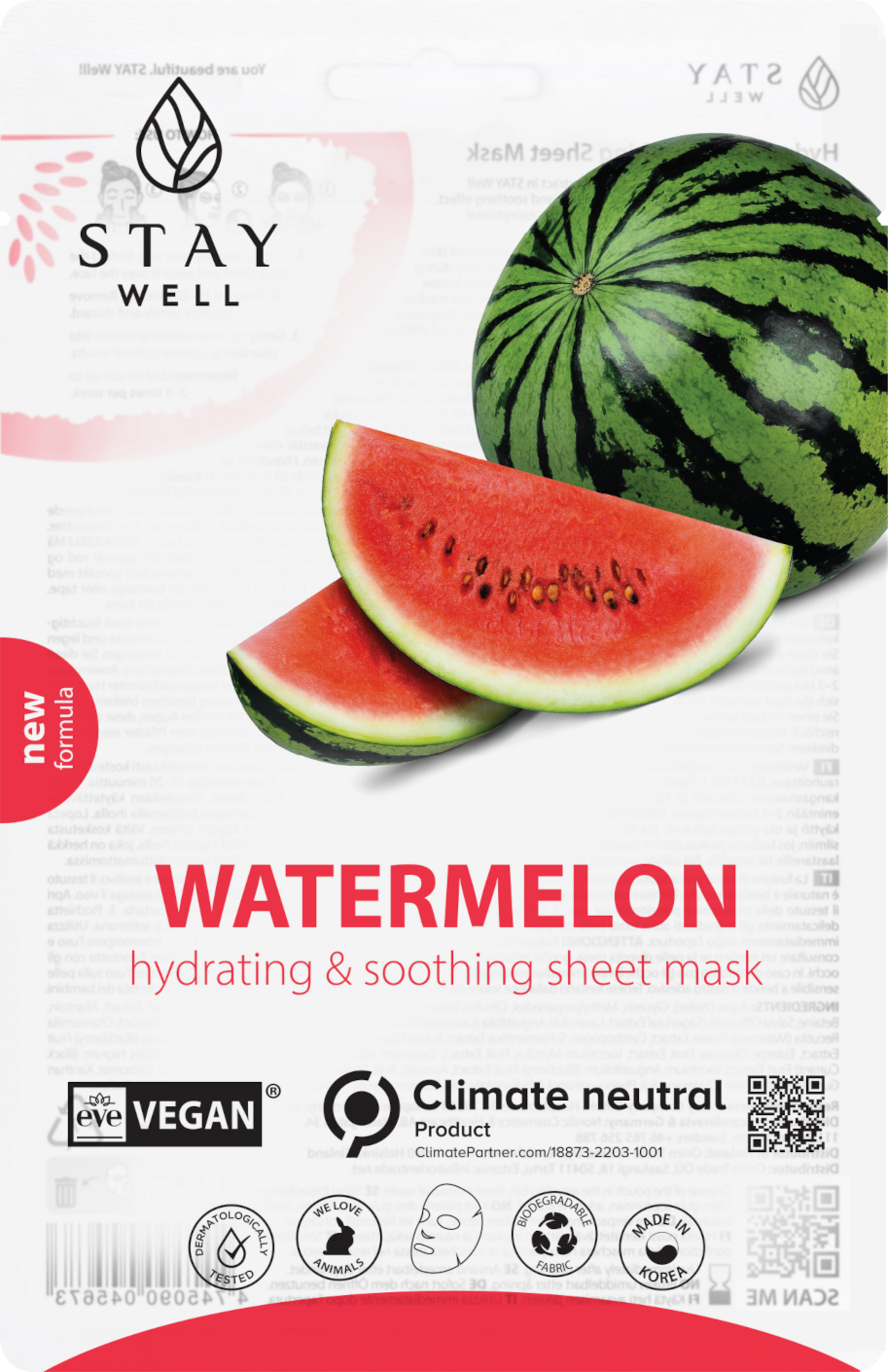 STAY WELL Vegan Sheet Mask - WATERMELON
