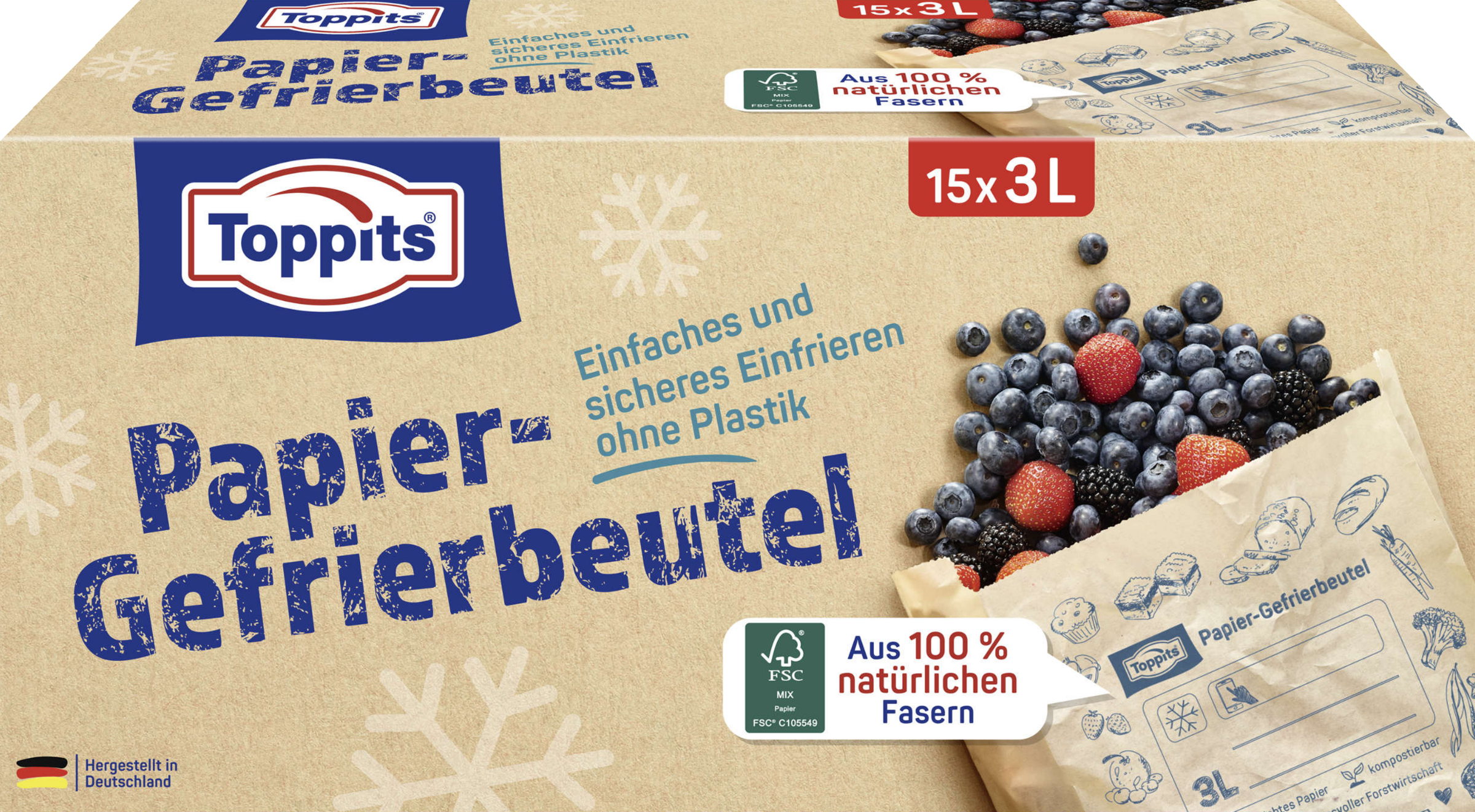 Toppits Gefrierbeutel Papier 3L