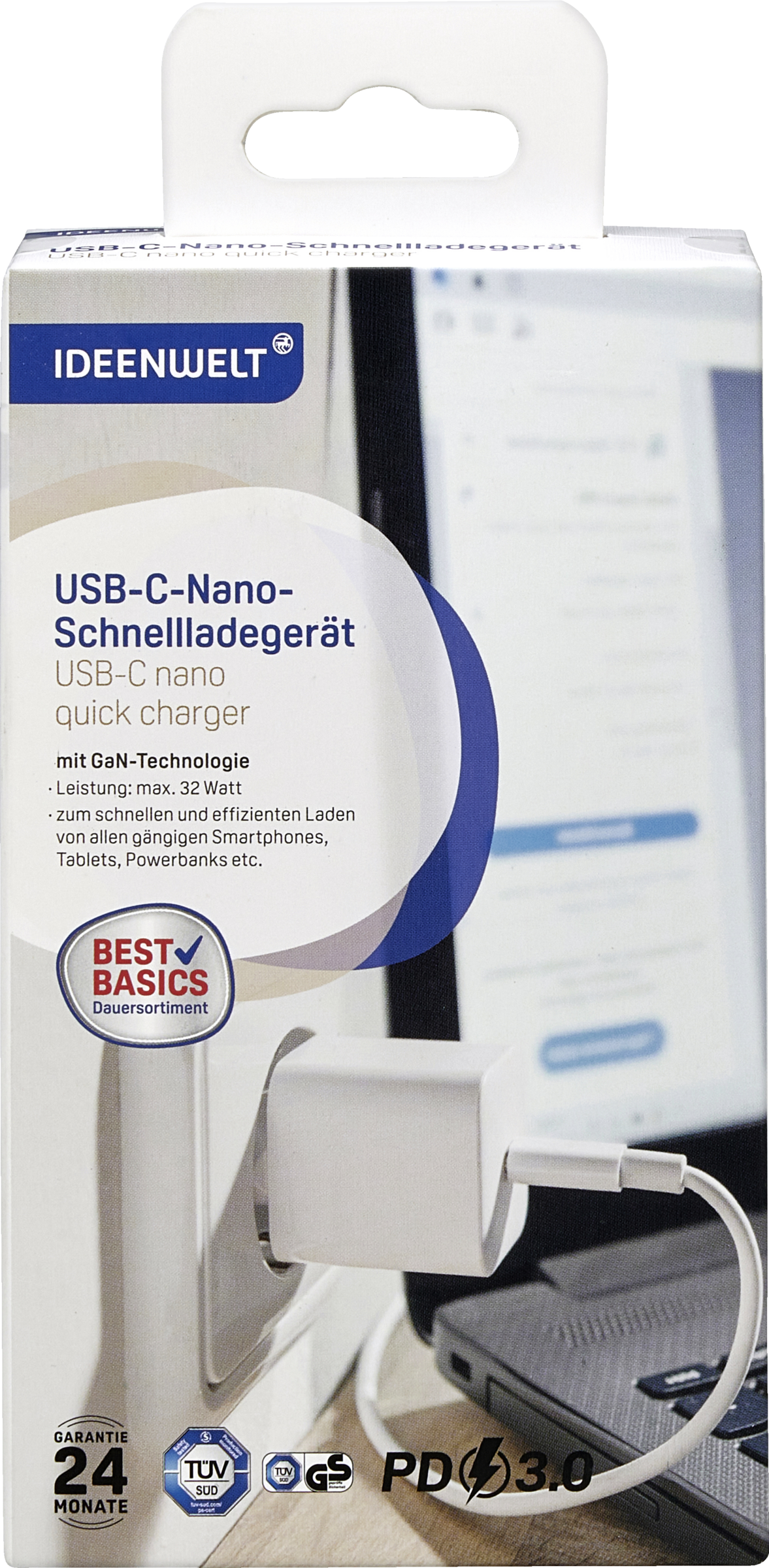 IDEENWELT Best Basics USB-C-Nano-Schnellladegerät