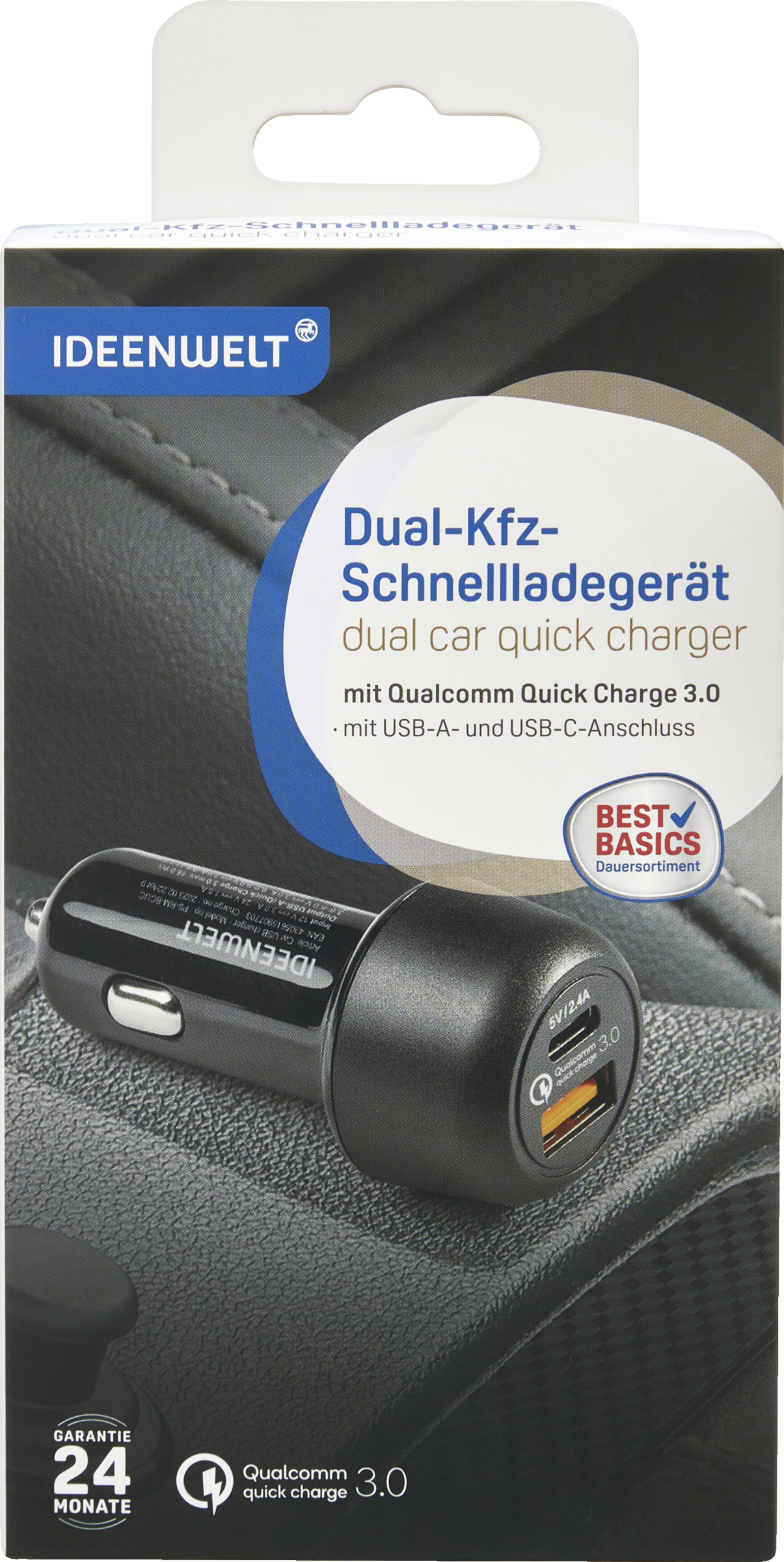 IDEENWELT Best Basics Dual-Kfz-Schnellladegerät
