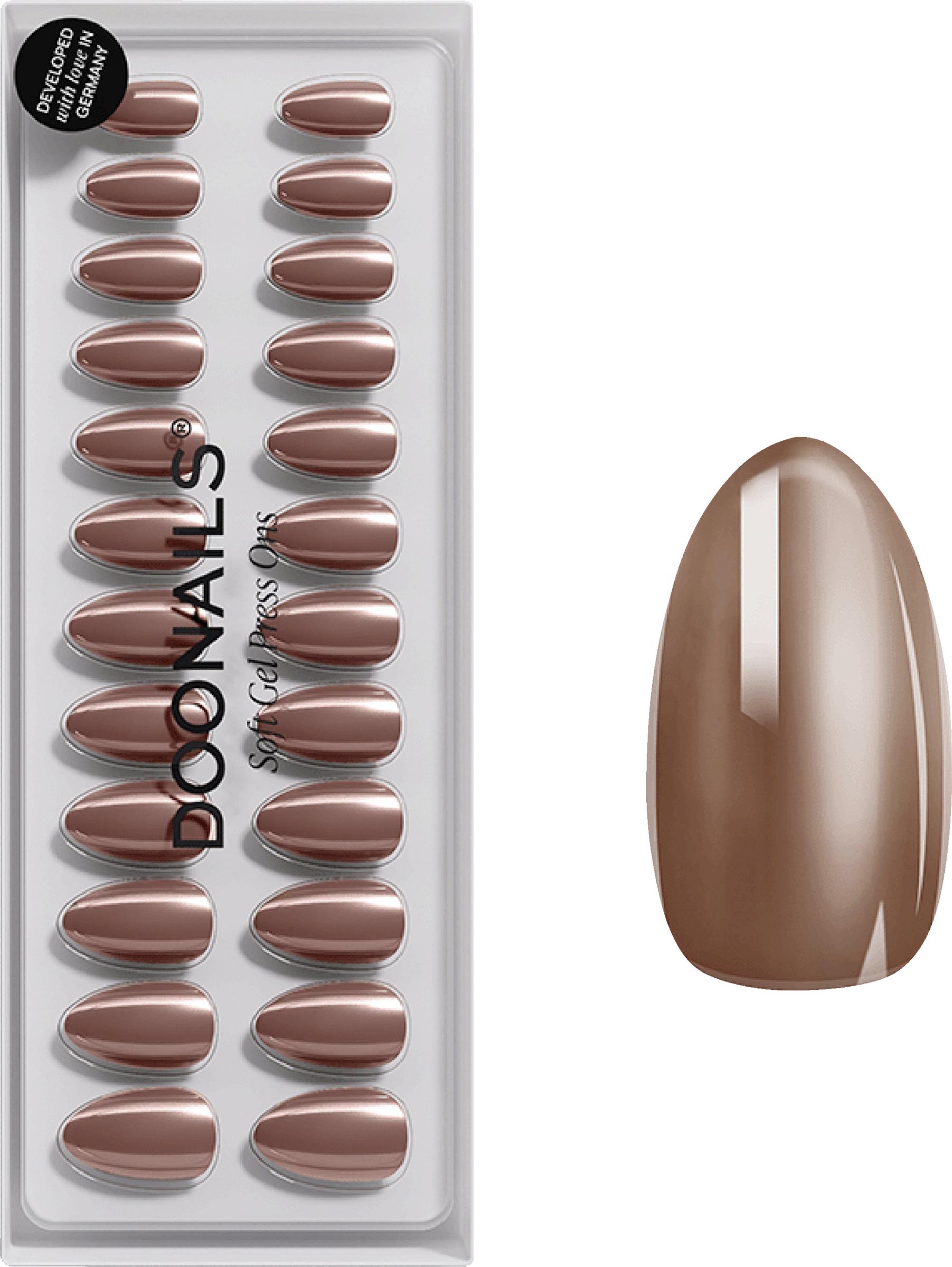 Doonails Soft Gel Press Ons Short Almond Glazed Chocolate