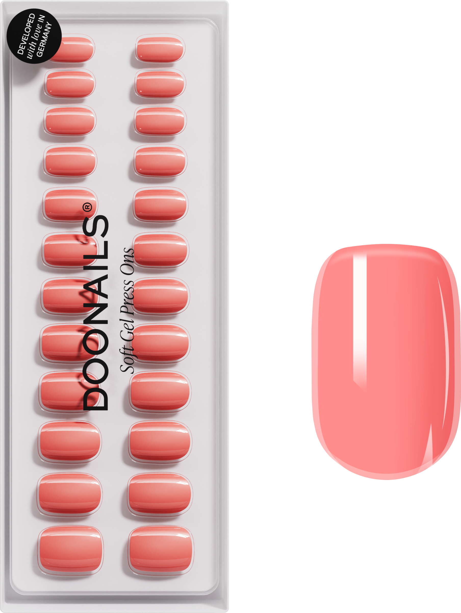 Doonails Soft Gel Press Ons Short Square Peach Please