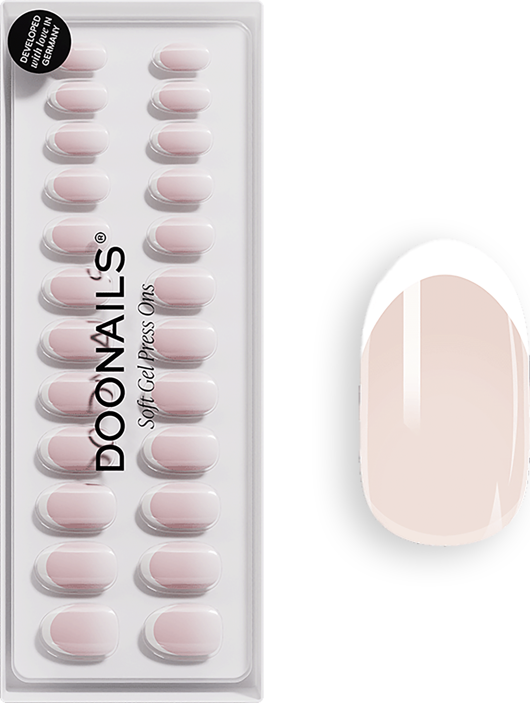 Doonails Soft Gel Press Ons Medium Round Classic French
