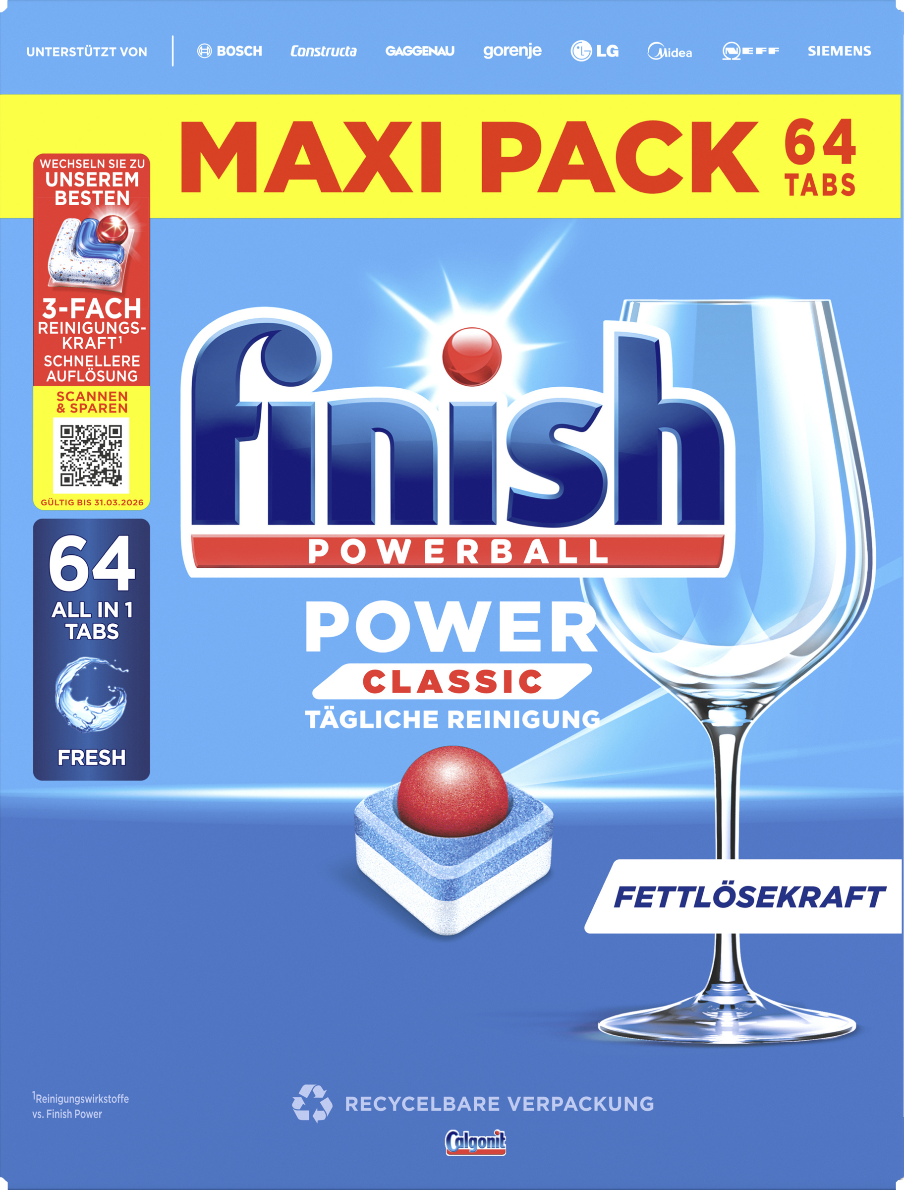 Finish Power Classic Fresh Tabs Maxipack