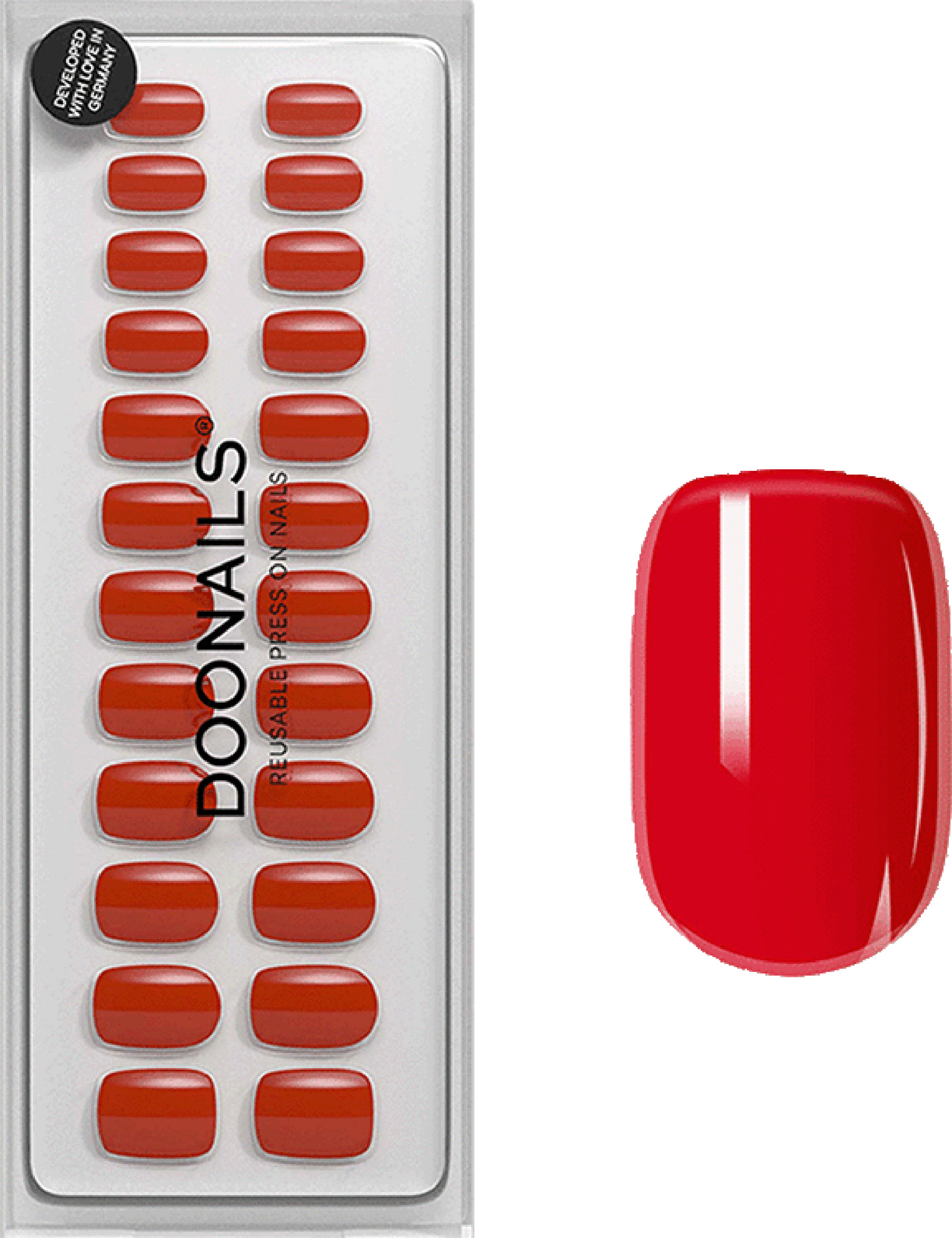 Doonails Soft Gel Press Ons Short Square Rose Red