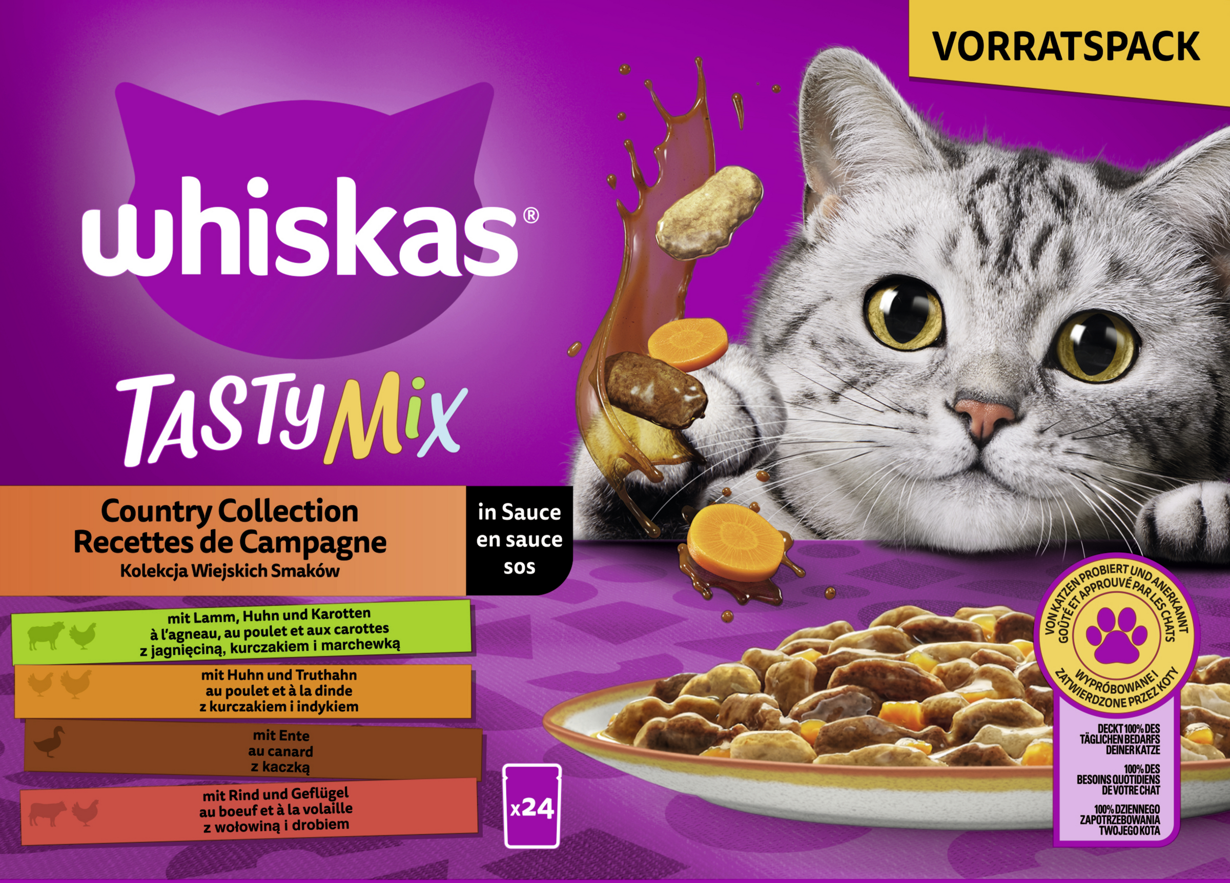Whiskas TASTY MIX Katzennassfutter Country Collection in Sauce Portionsbeutel