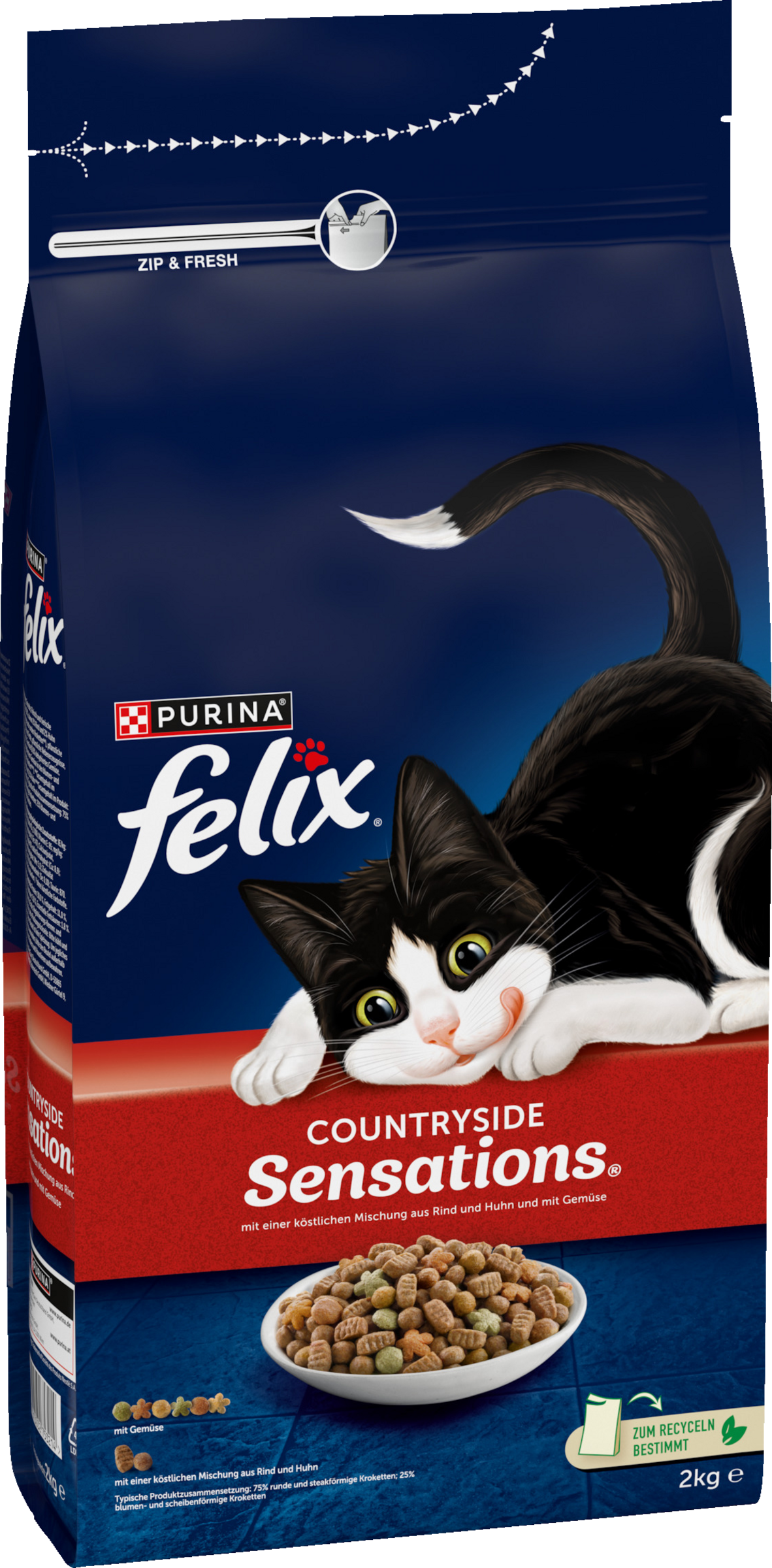 Felix Countryside Sensations® mit einer köstlichen Mischung aus Rind und Huhn und mit Gemüse