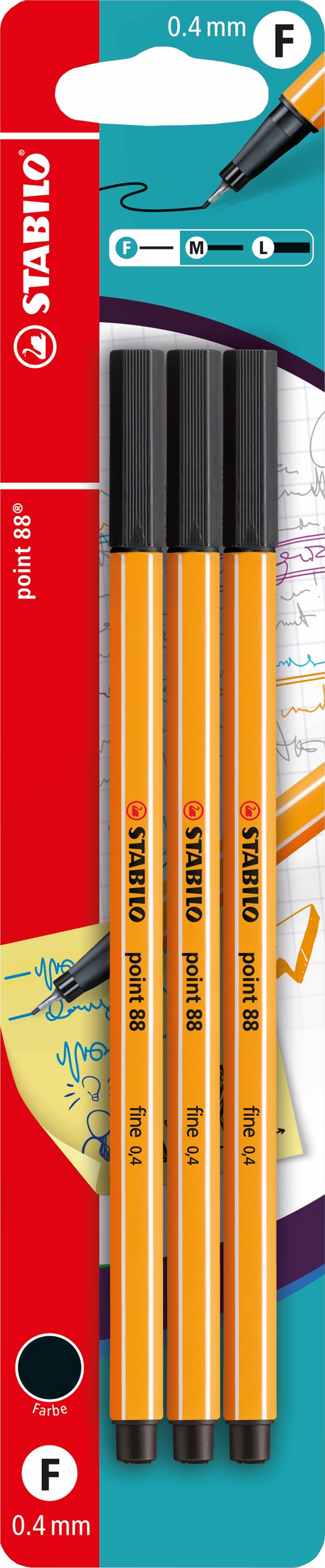 STABILO 3er Set Fineliner point 88 schwarz