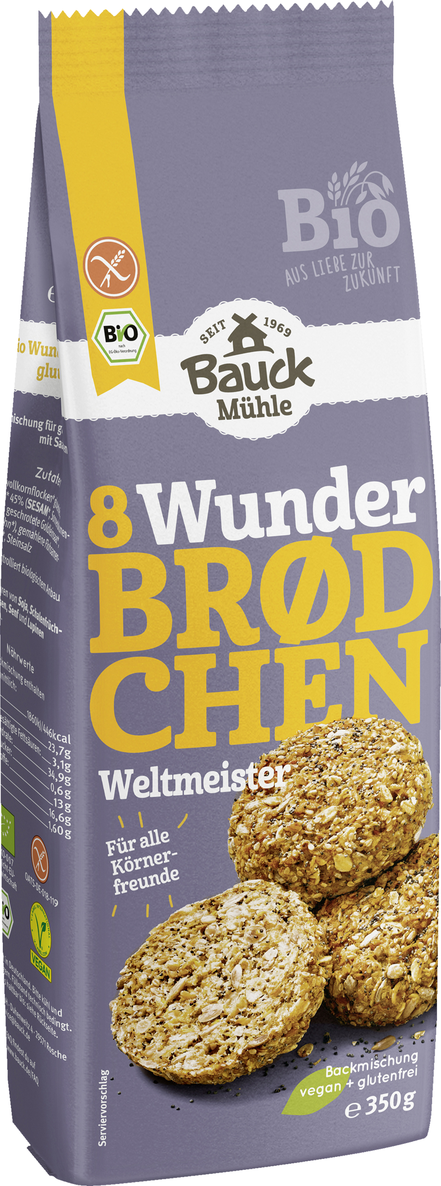 Bauck Mühle Bio Backmischung Wunderbrödchen Weltmeister