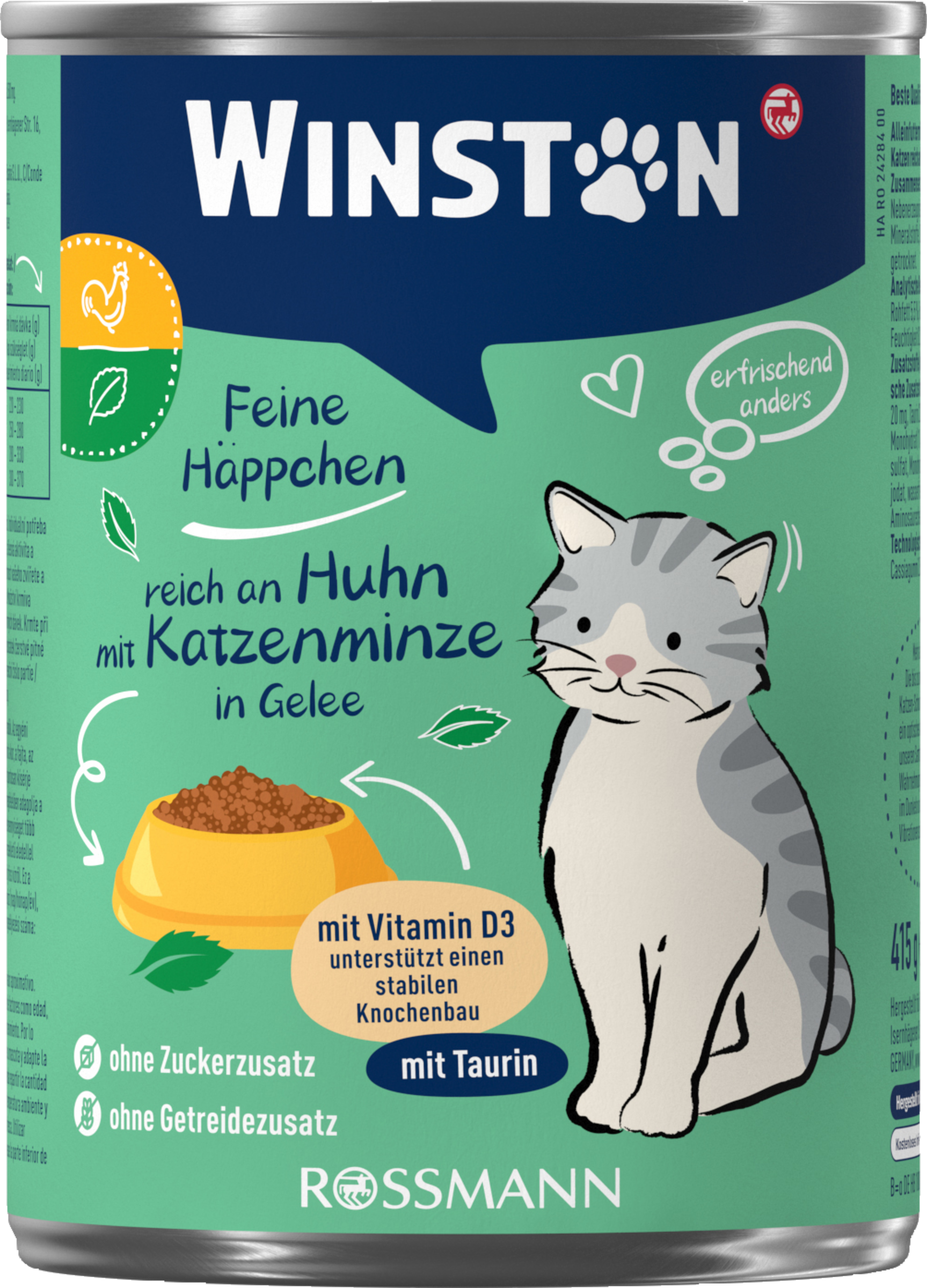 Winston Menü reich an Huhn mit Katzenminze
