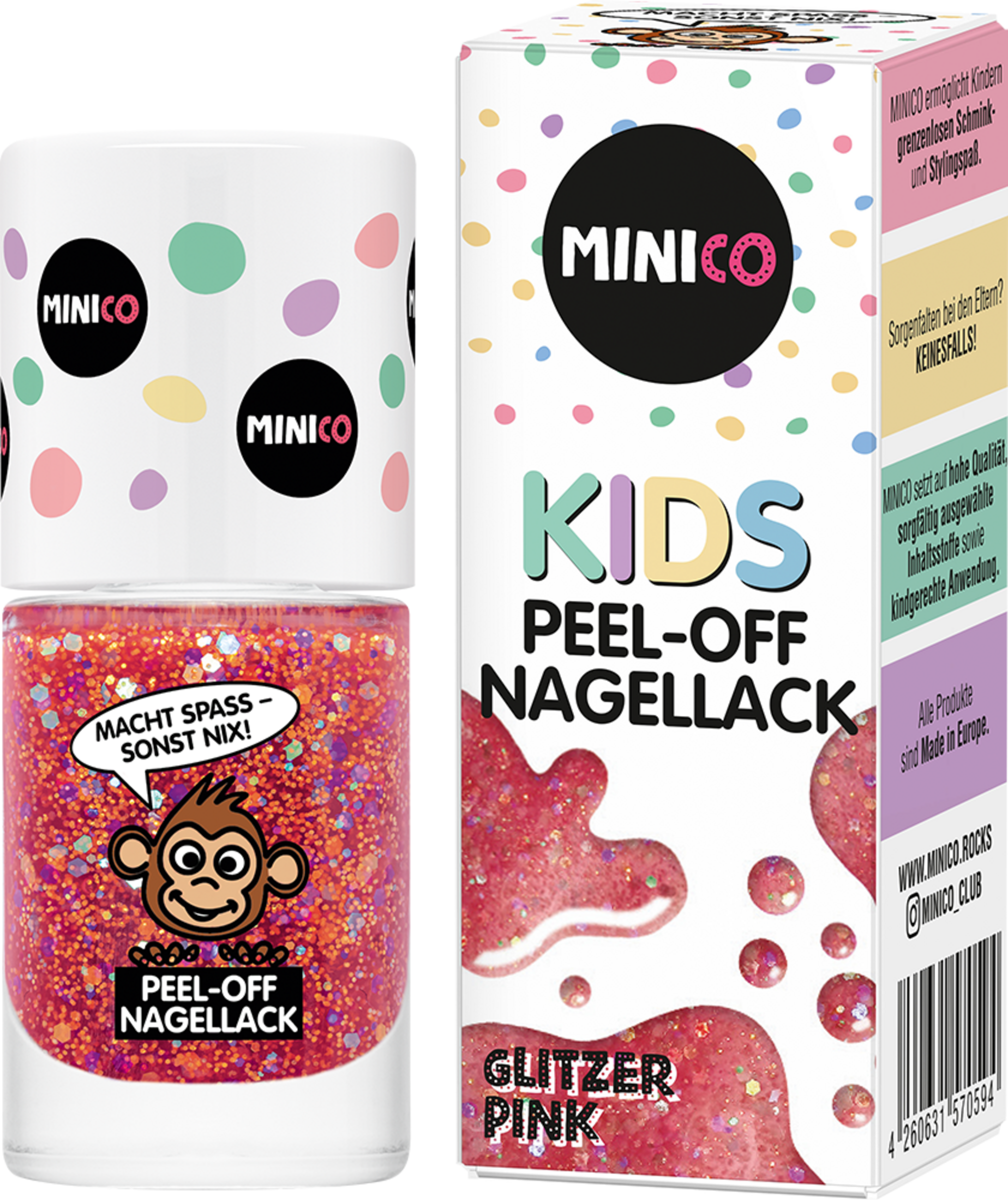 MINICO Peel-Off Nagellack 05 Glitzer Pink