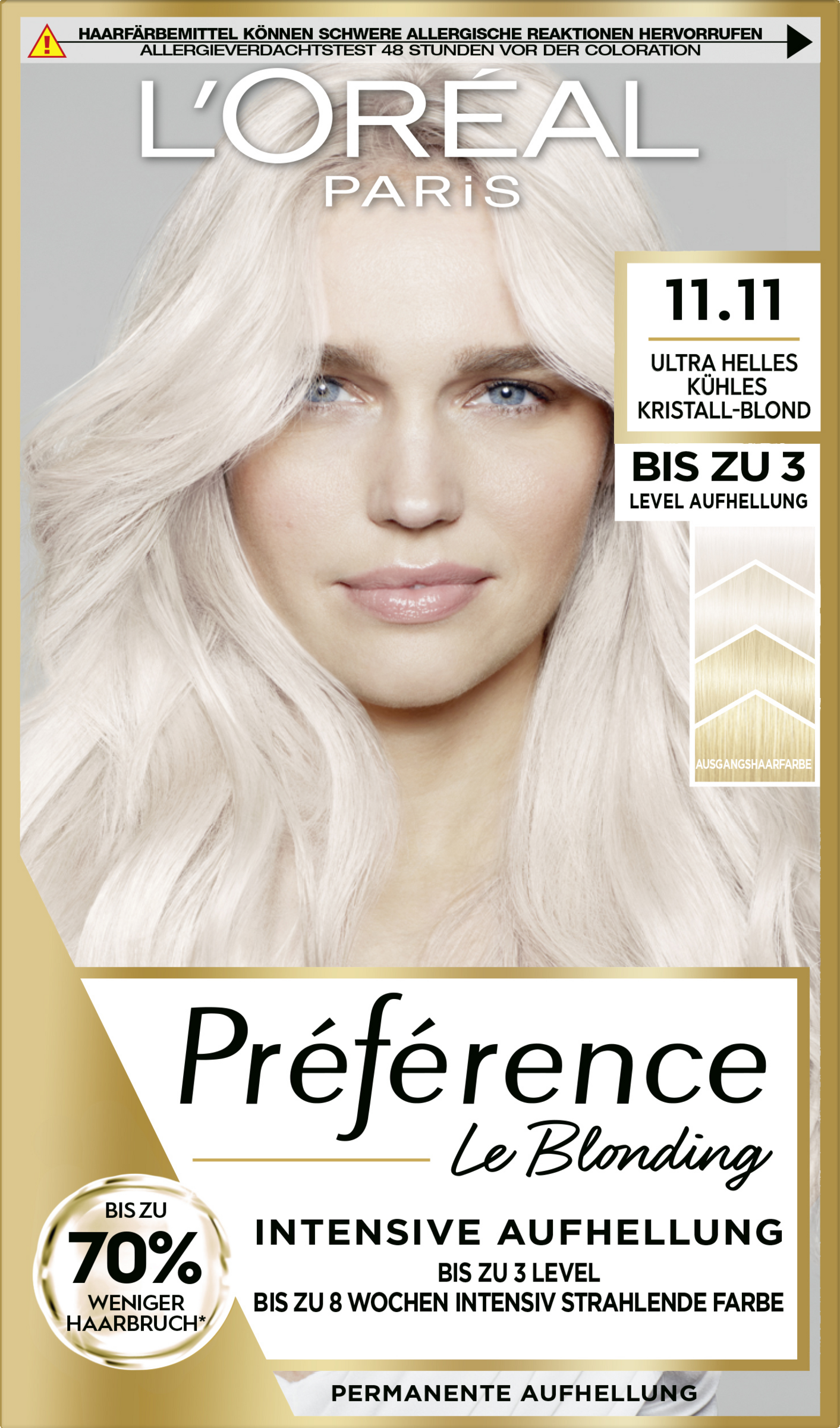 L’Oréal Paris Préférence Permanente Aufhellung Le Blonding 11.11 Ultra-Helles Kühles Kristall-Blond