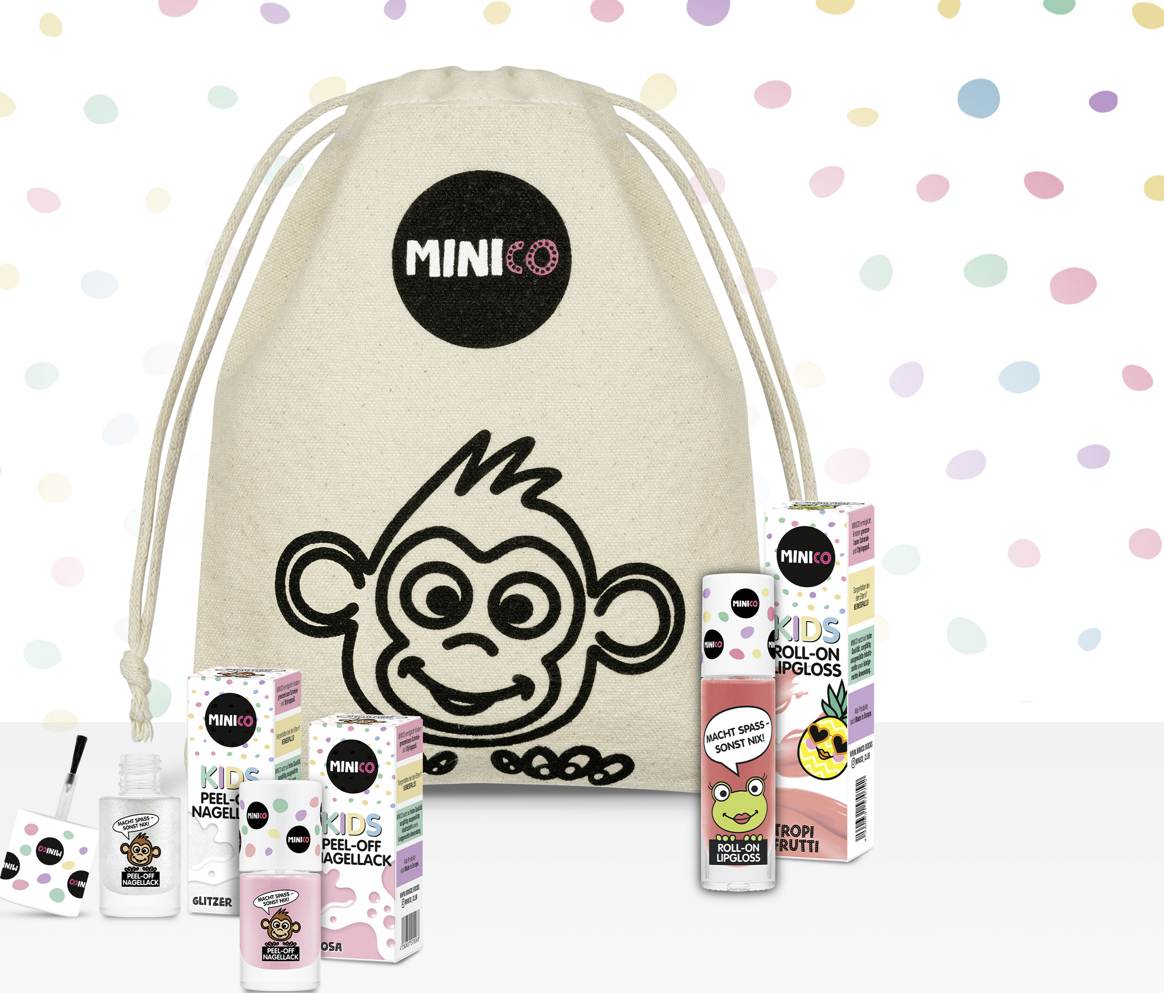 MINICO Set 04 Lipgloss Tropi Frutti & Nagellack Rosa/Glitzer