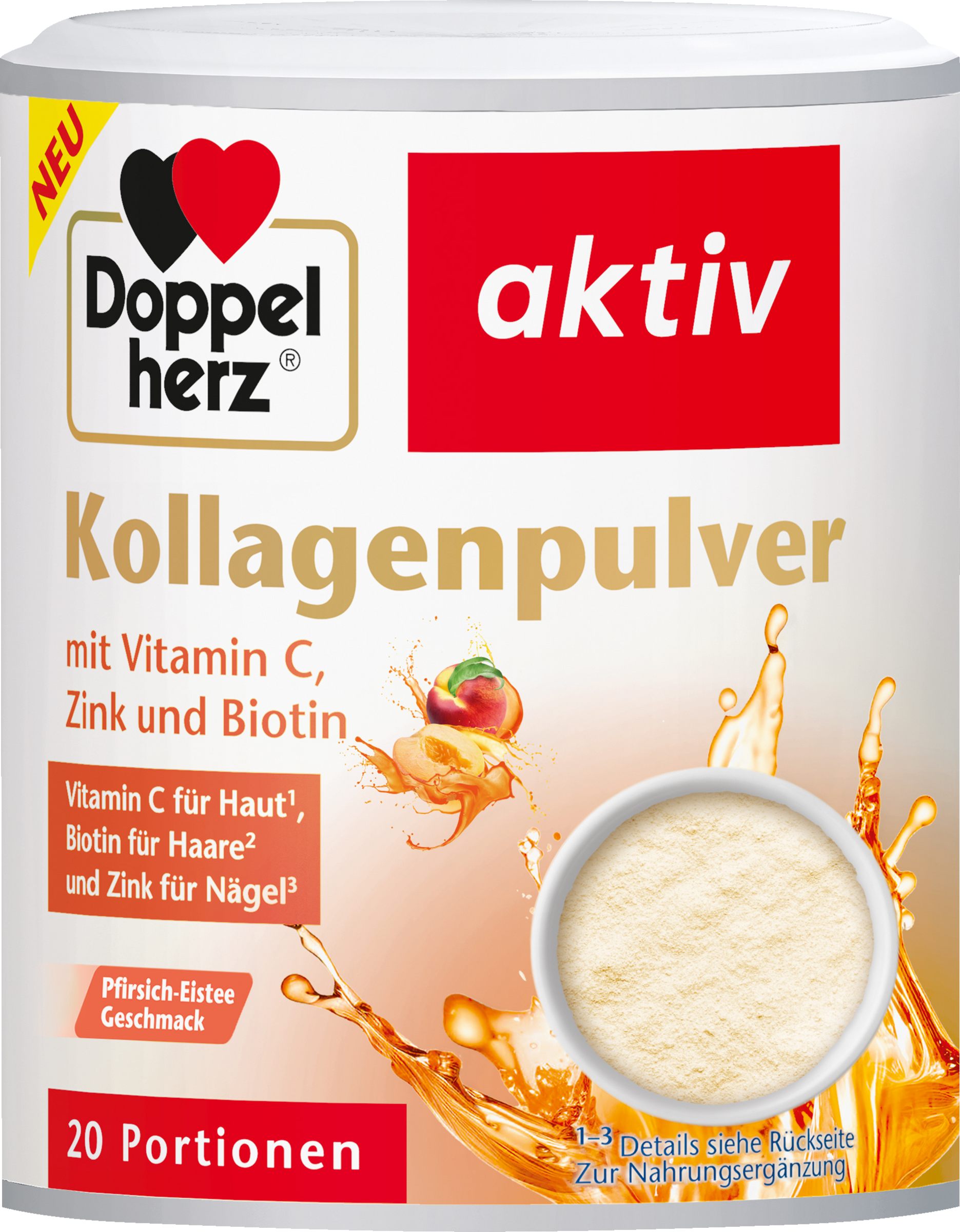 Doppelherz Kollagenpulver mit Pfirsich-Eistee-Geschmack