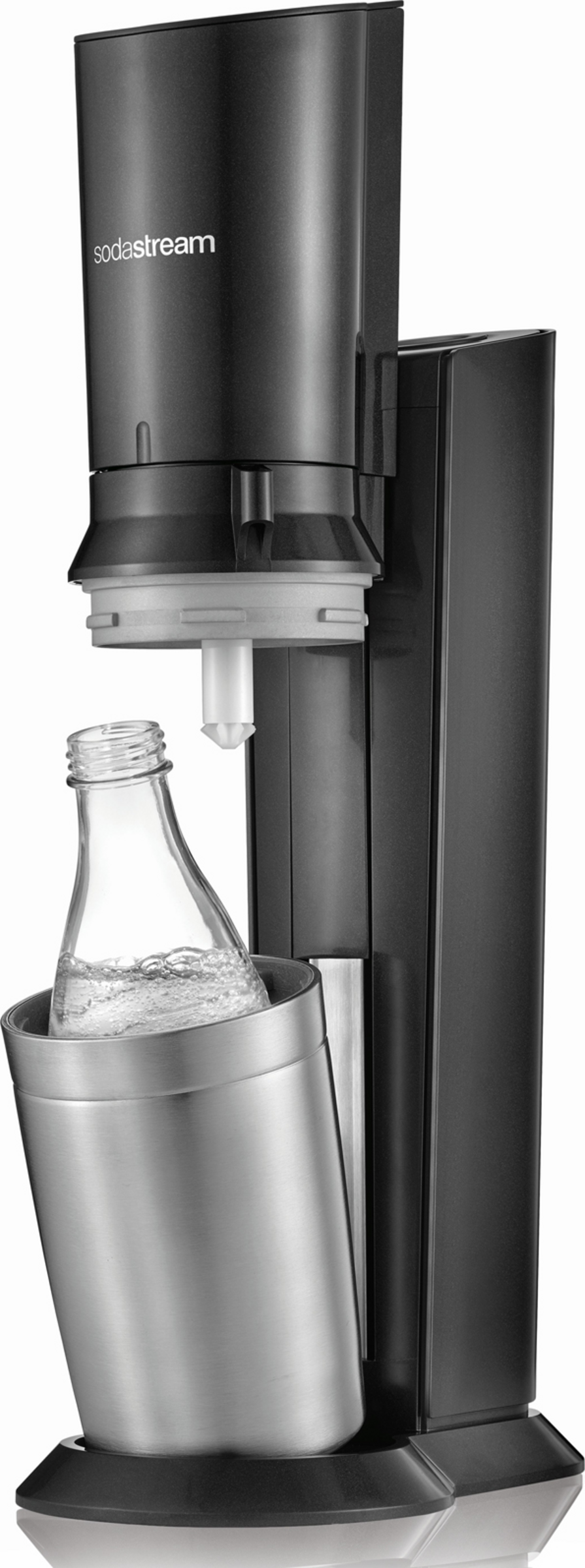 SodaStream Crystal 3.0 Wassersprudler, Quick-Connect-Zylinder, Glaskaraffe spülmaschinenfest, schwarz, 1 Stück