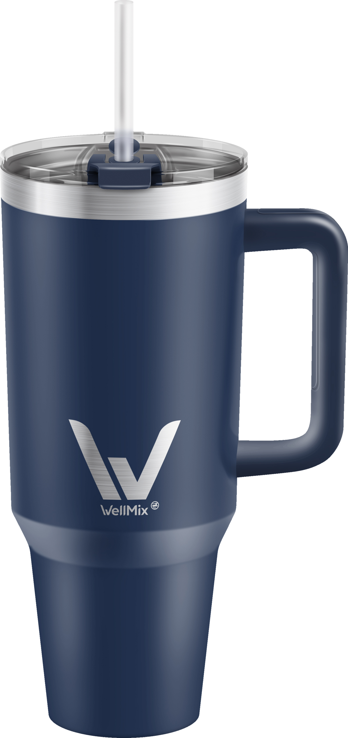 WellMix Cup mit Strohhalm Blau