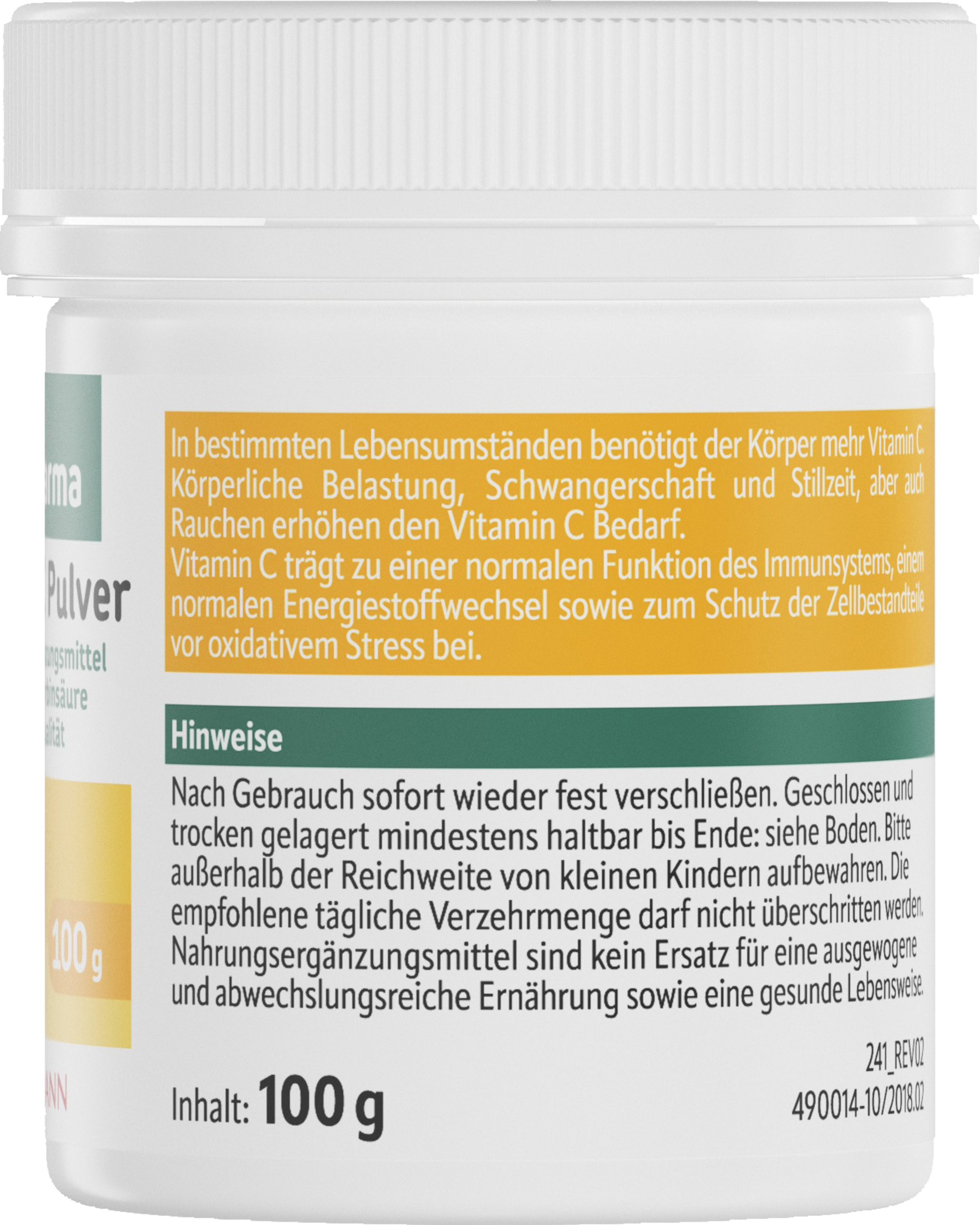 مسحوق فيتامين C، حمض الأسكوربيك النقي، درجة دستور الأدوية، 100 جرام 3