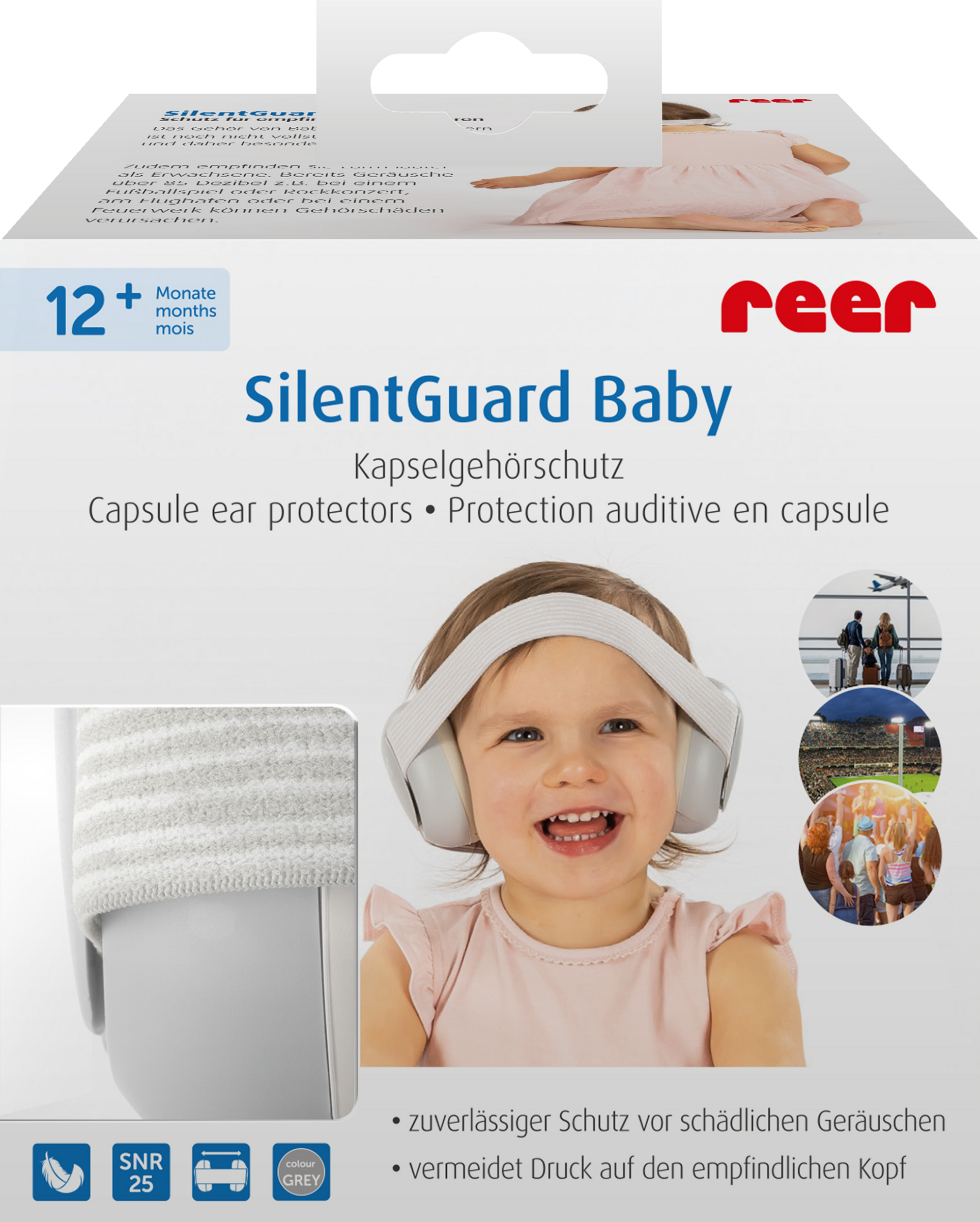 reer 53261 SilentGuard Baby Kapselgehörschutz, grau