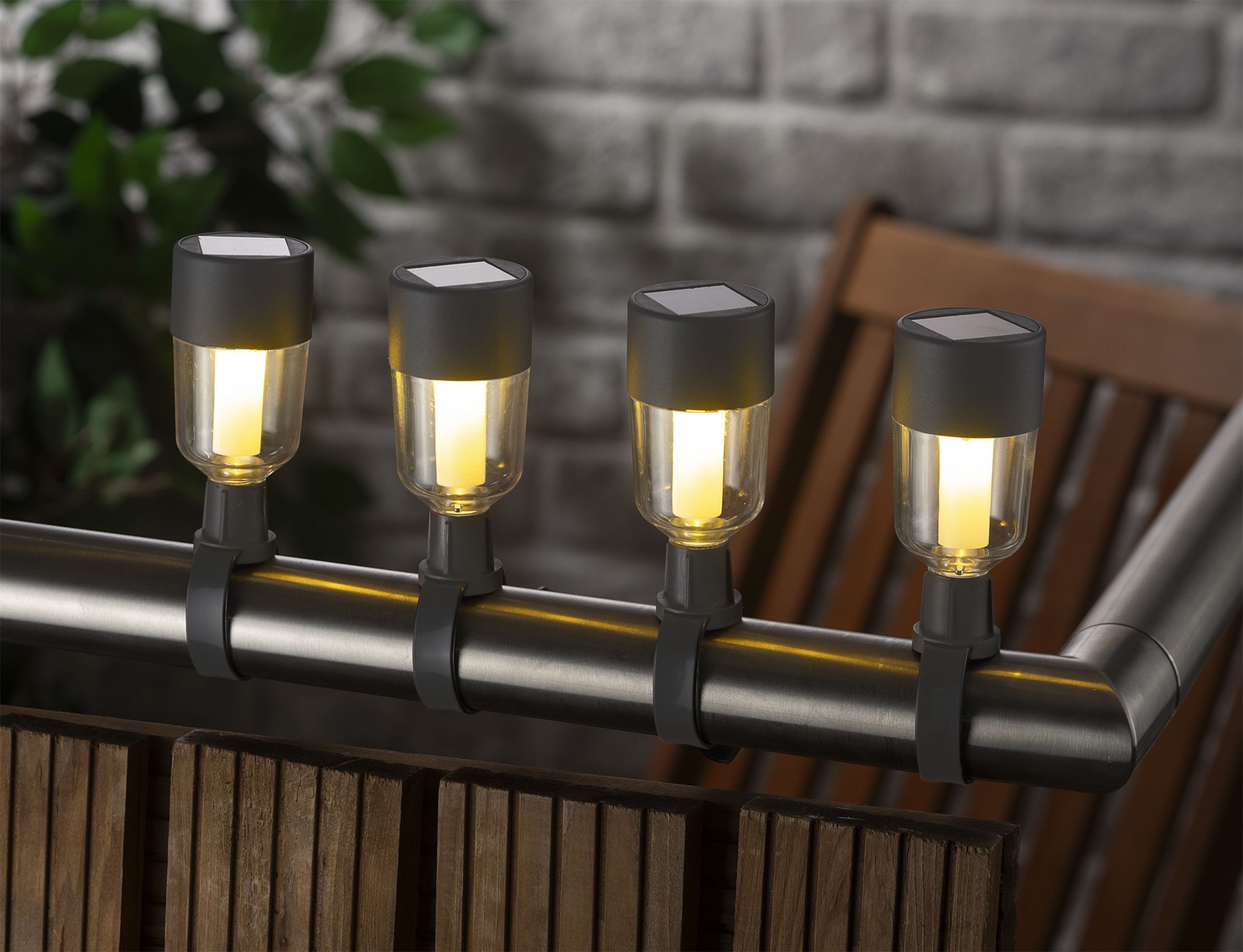 IDEENWELT Solar-Balkonleuchten, 4er-Set