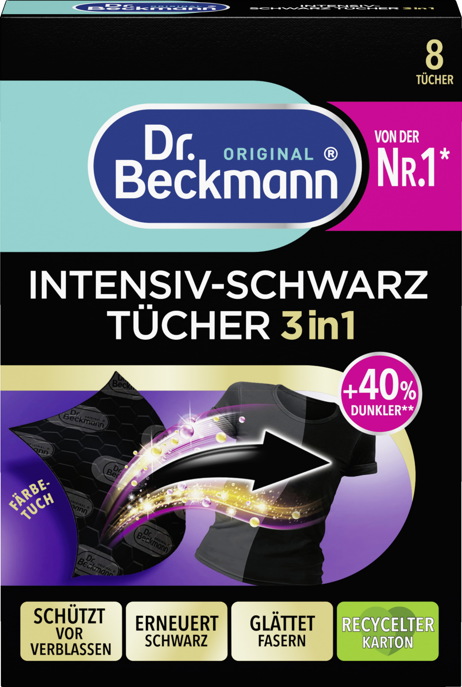 Dr. Beckmann Intensiv-Schwarz Tücher 3in1