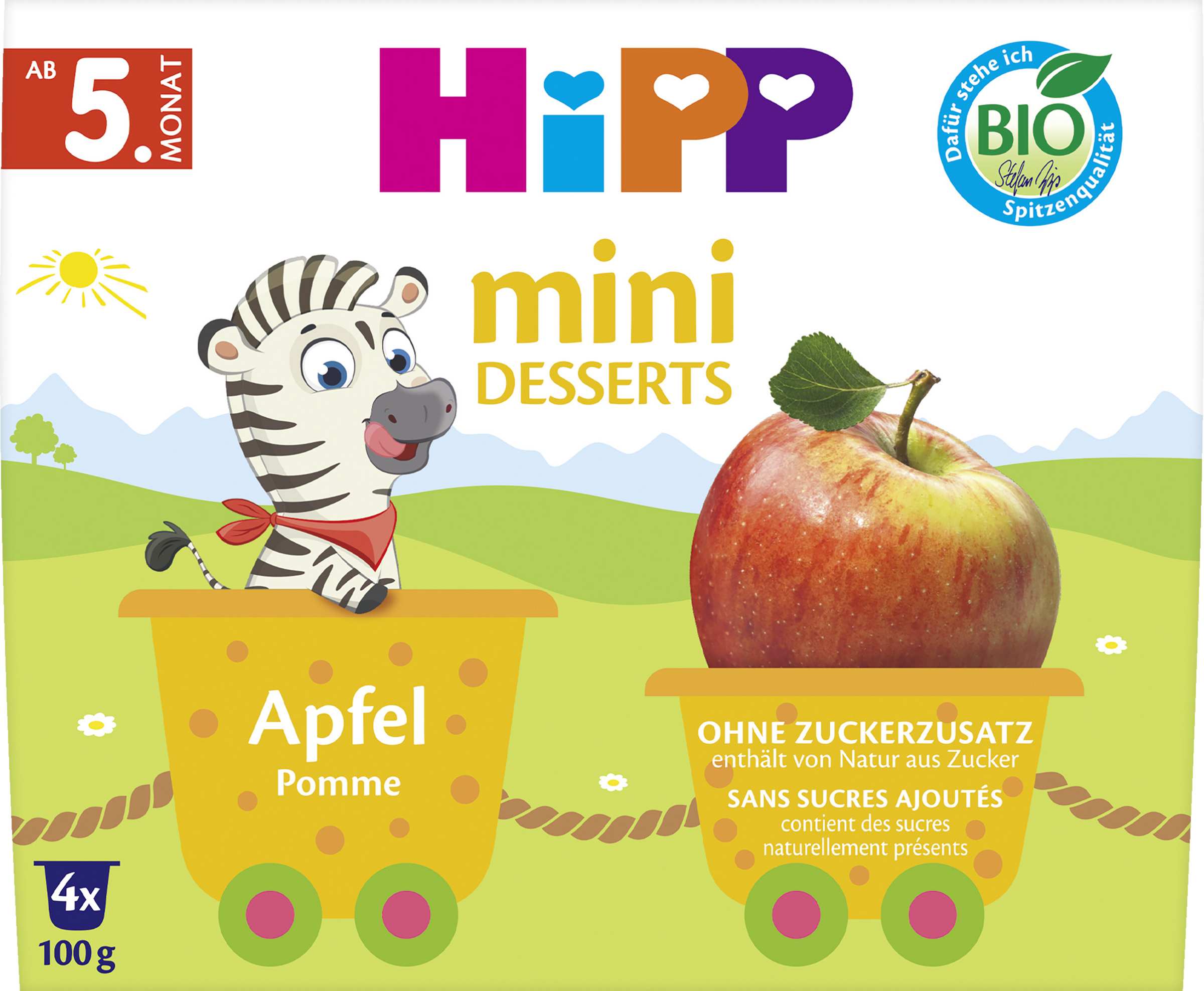 HiPP Bio Mini Desserts im Becher Apfel ab 5. Monat (4x100g)