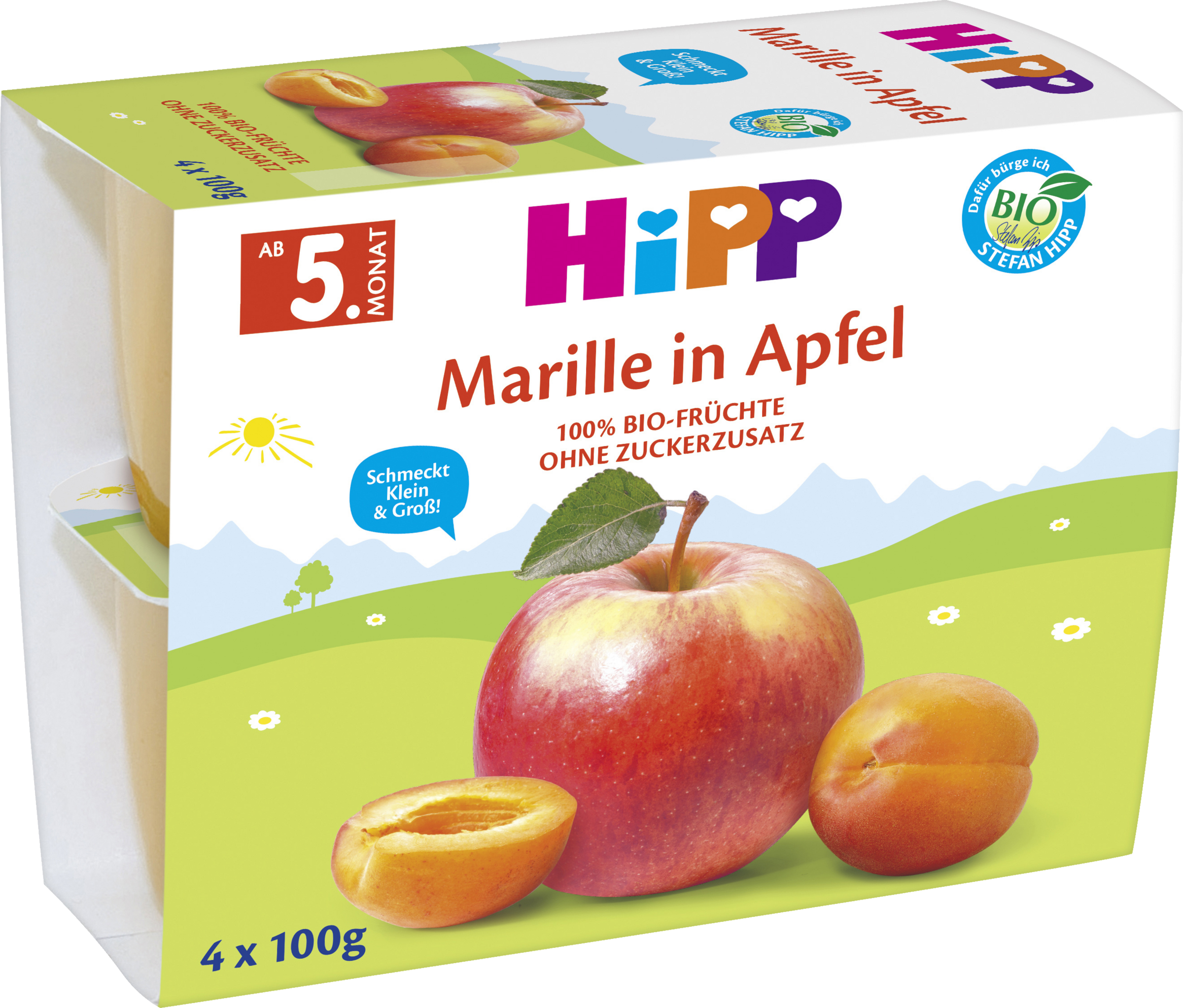 HiPP Bio Mini Desserts im Becher (4x100g) Früchte Aprikose in Apfel