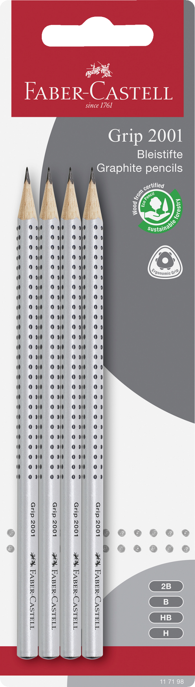 Faber-Castell Bleistift Grip 2001 H, HB, B, 2B
