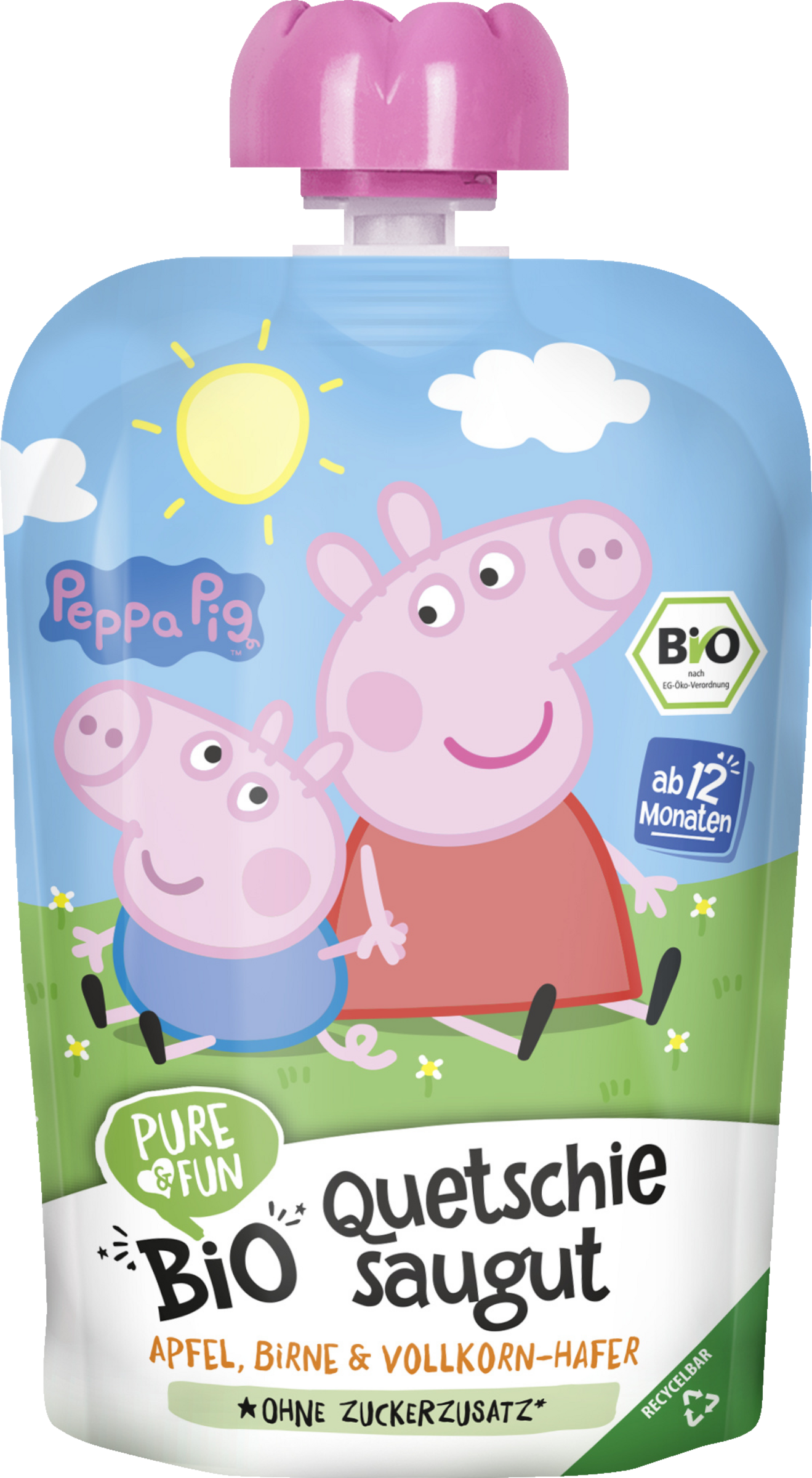 Pure&Fun Peppa Pig Bio Quetschie saugut Peppa (pink)