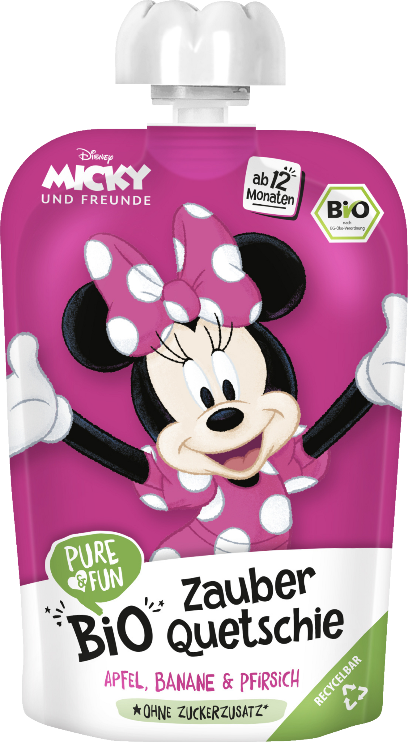 Pure&Fun Bio Zauber Quetschie Minnie Apfel, Banane & Pfirsich