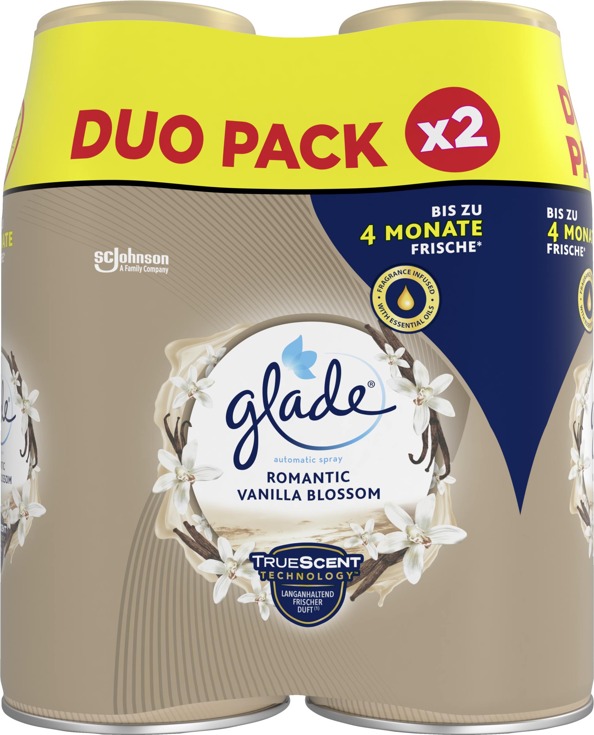 Glade Automatic Spray Lufterfrischer Romantic Vanilla Blossom Nachfüller Duo-Pack