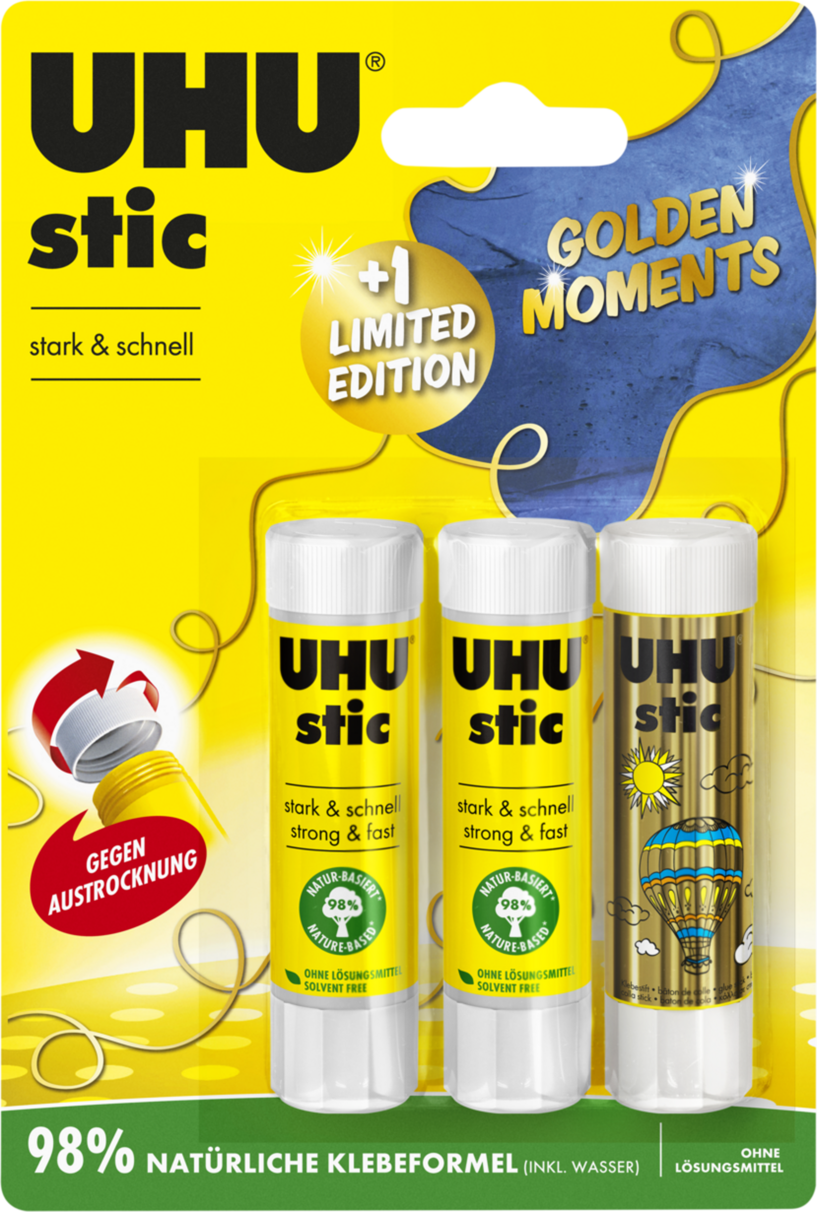 UHU Stic Klebestift 2 + 1 Gold Moments Edition
