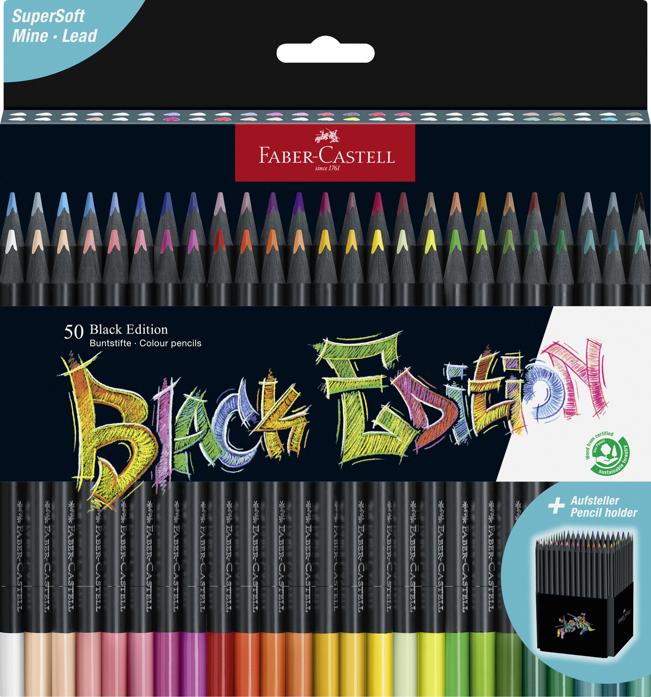 Faber-Castell 50er Set Buntstift Black Edition mit Aufsteller