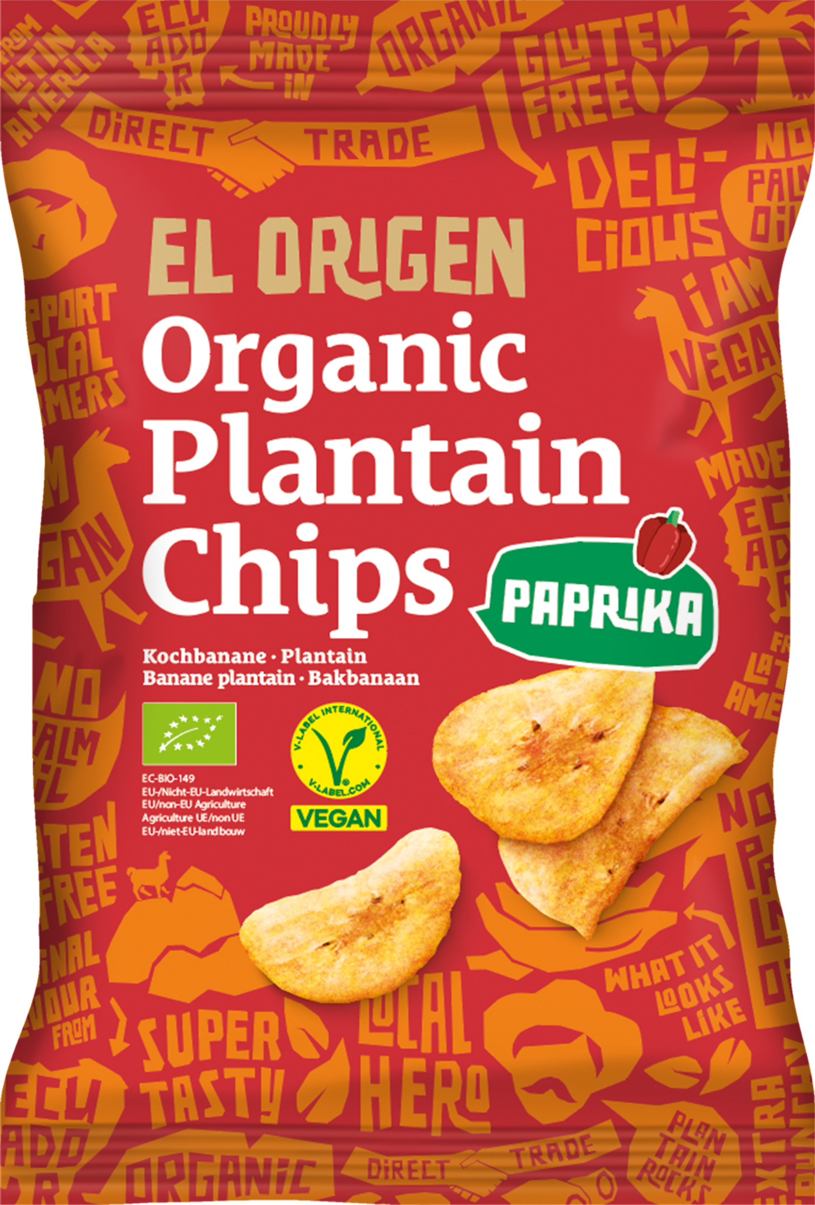 el origen Bio Kochbananen Chips mit Paprika