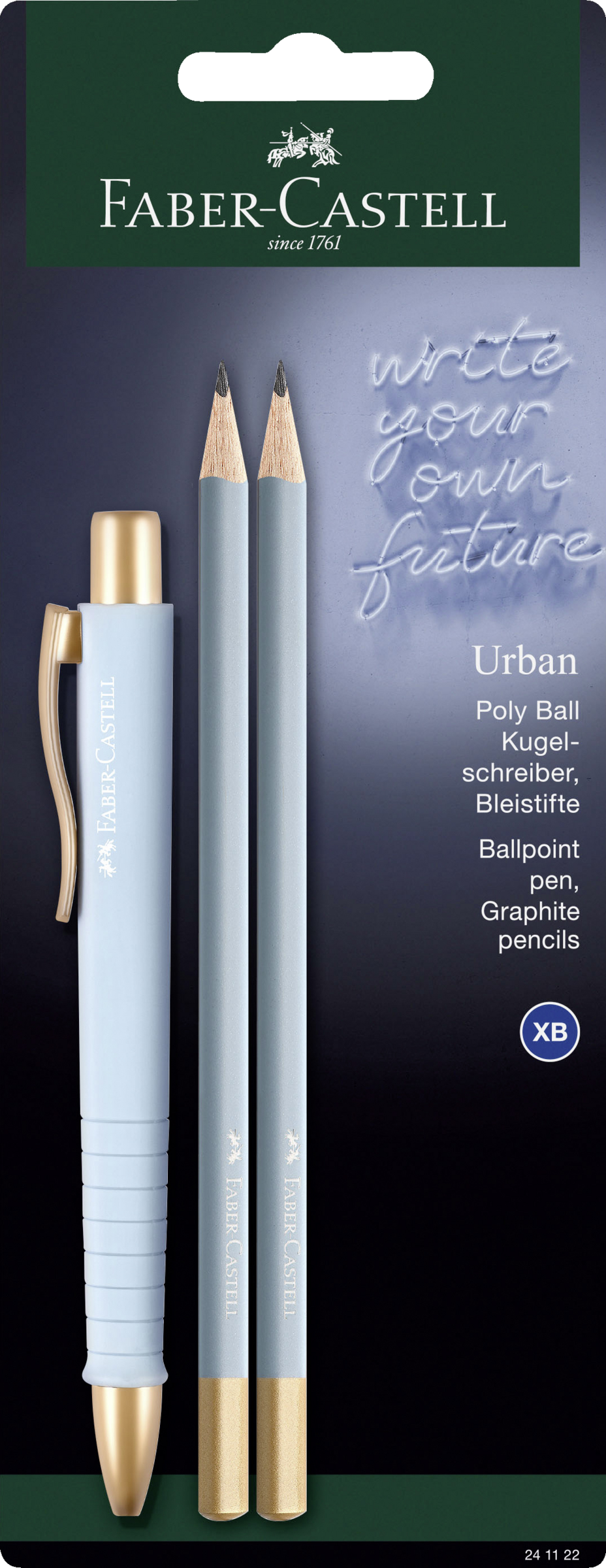 Faber-Castell Urban Poly Ball Kugelschreiber + 2x Bleistifte sky blue