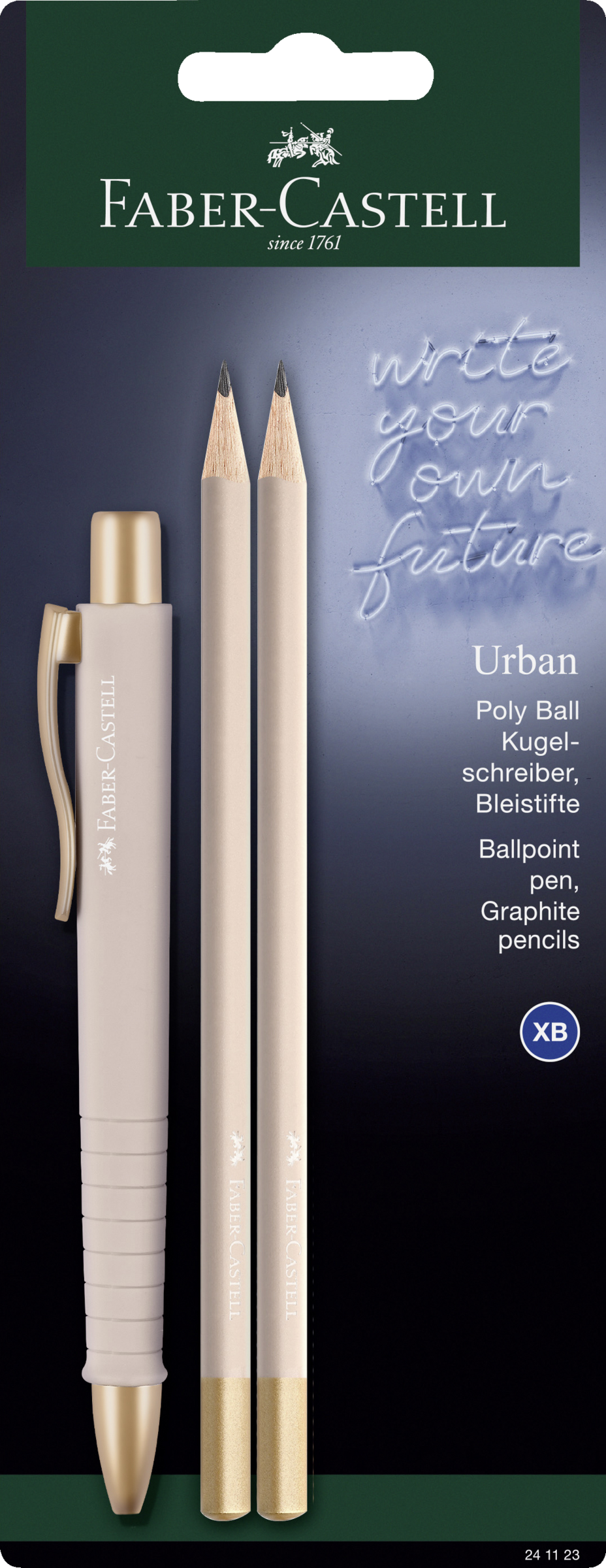 Faber-Castell Urban Poly Ball Kugelschreiber + 2x Bleistifte pale rose