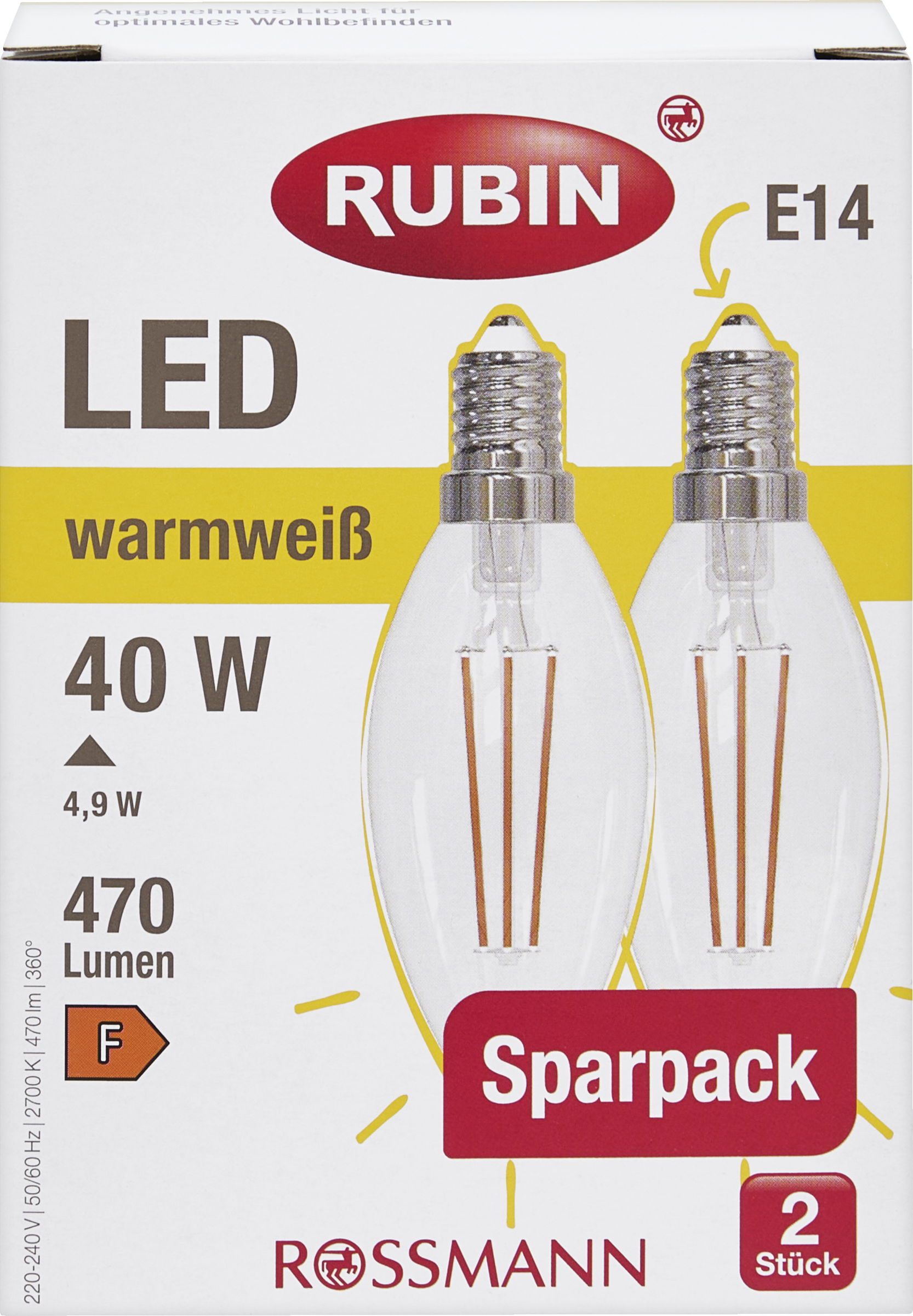 RUBIN LED Kerze 2er-Pack warmweiß