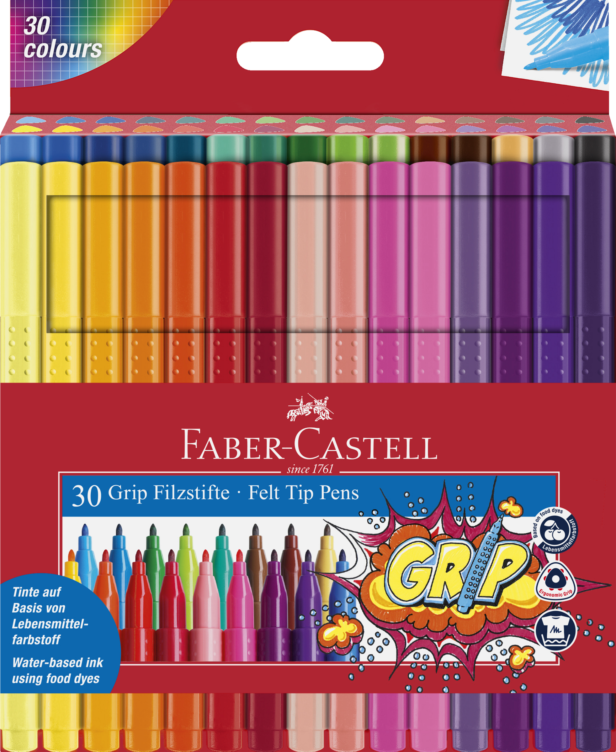 Faber-Castell 30er-Set Filzstifte Grip Colour Marker