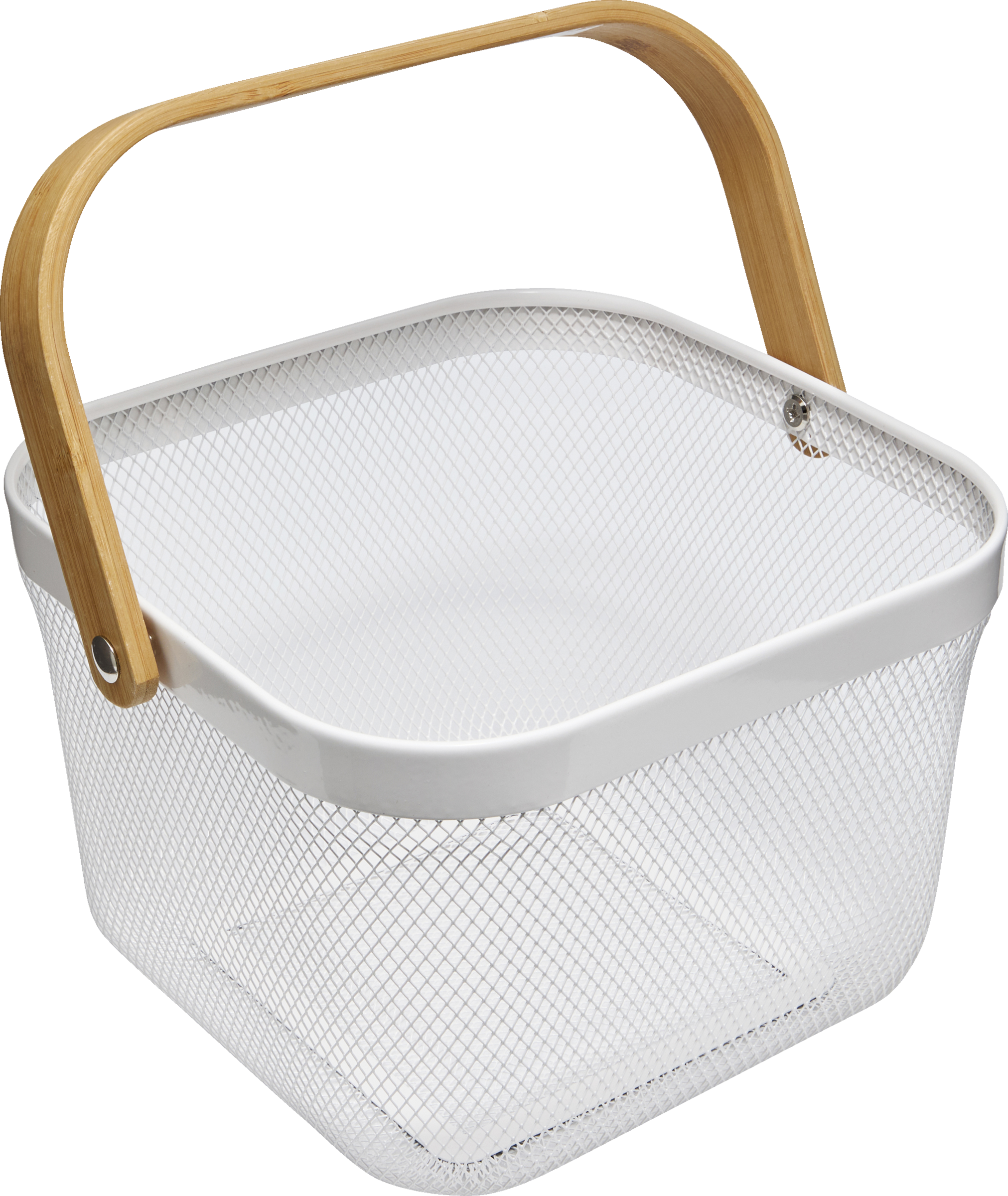 IDEENWELT Metallkorb mit Bambushenkel 24,5 x 24,5 x 17,5 cm weiß